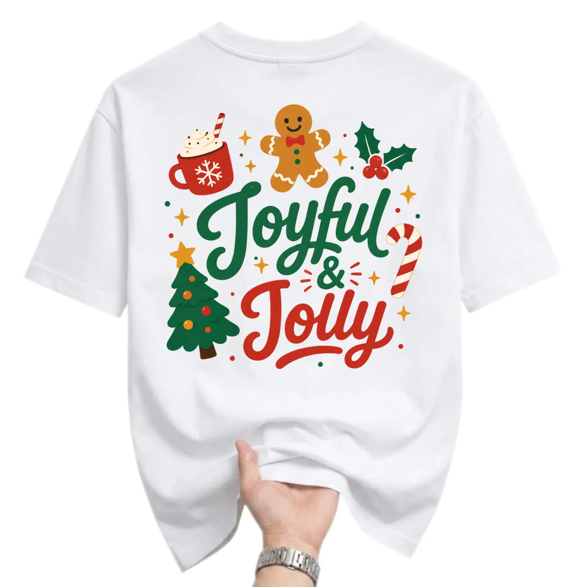 Graphic Tee Joyful and Jolly Holiday Theme Unisex Crew Neck T-Shirt for