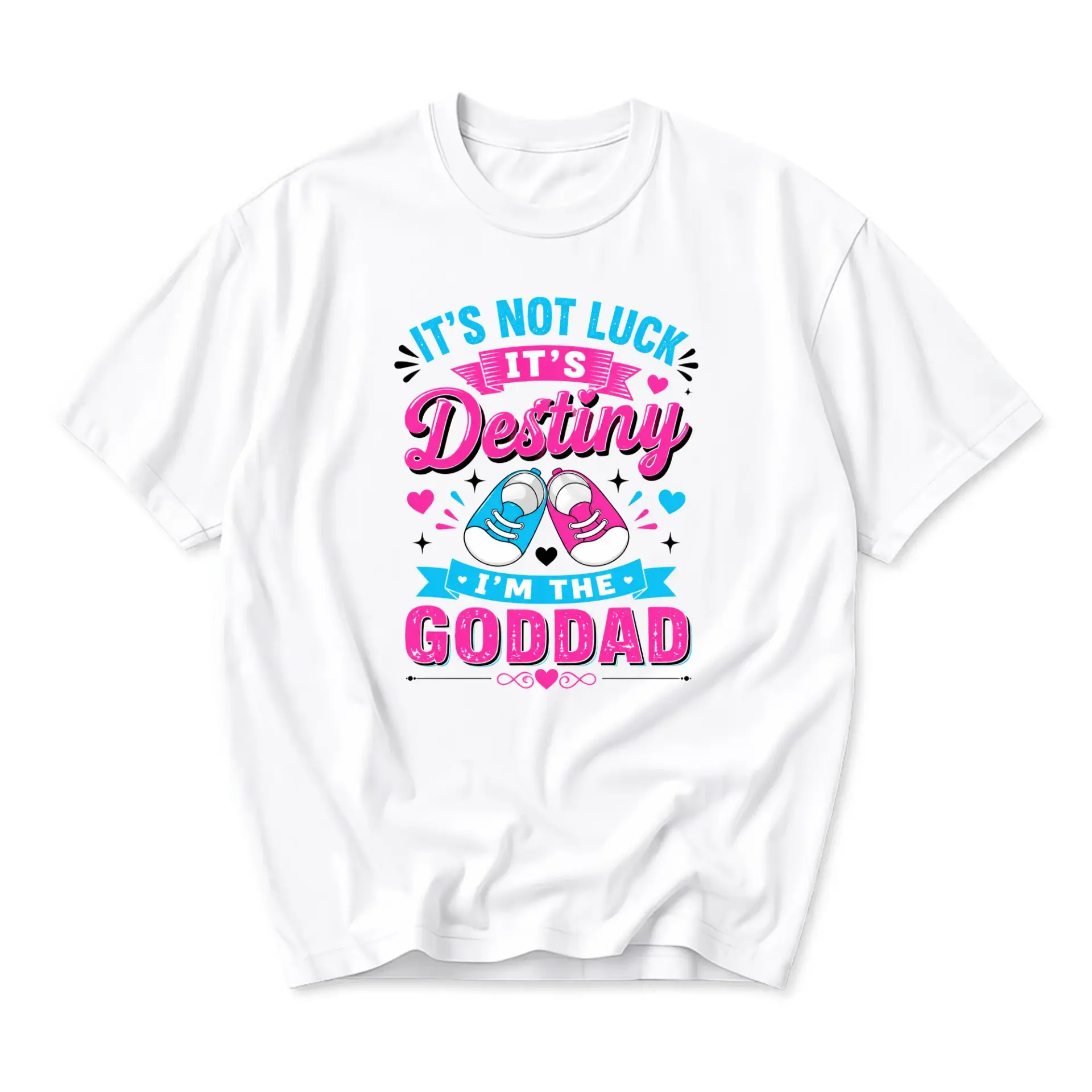 Funny Shirt It Is Not Luck It Is Destiny I Am the Goddad Graphic Tee Unisex Crew Neck Casual Cotton
