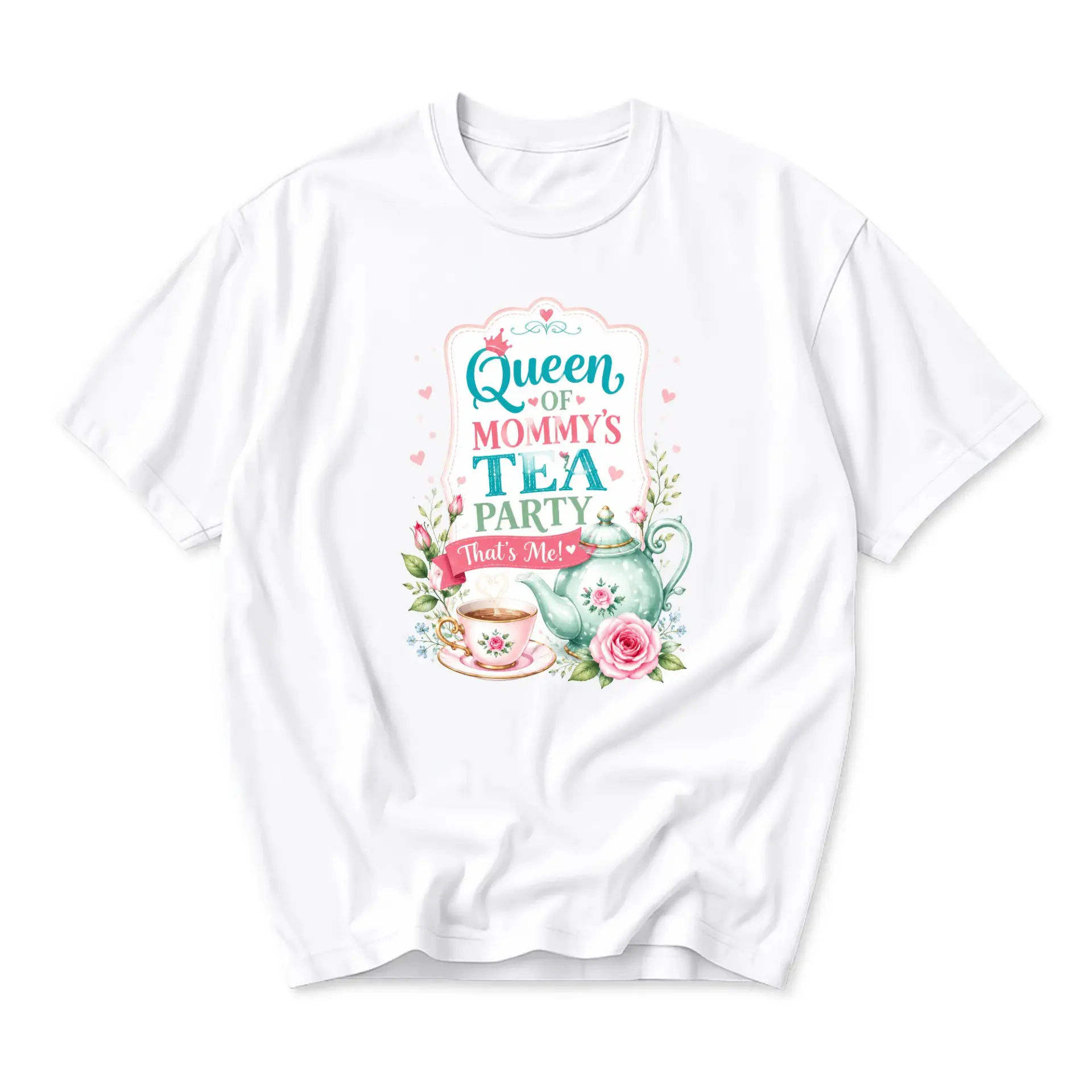 Graphic Tee Queen of Mommy's Party Printed Shirt Unisex Casual Crew Neck Comfortable Cotton Blend Everyday Top