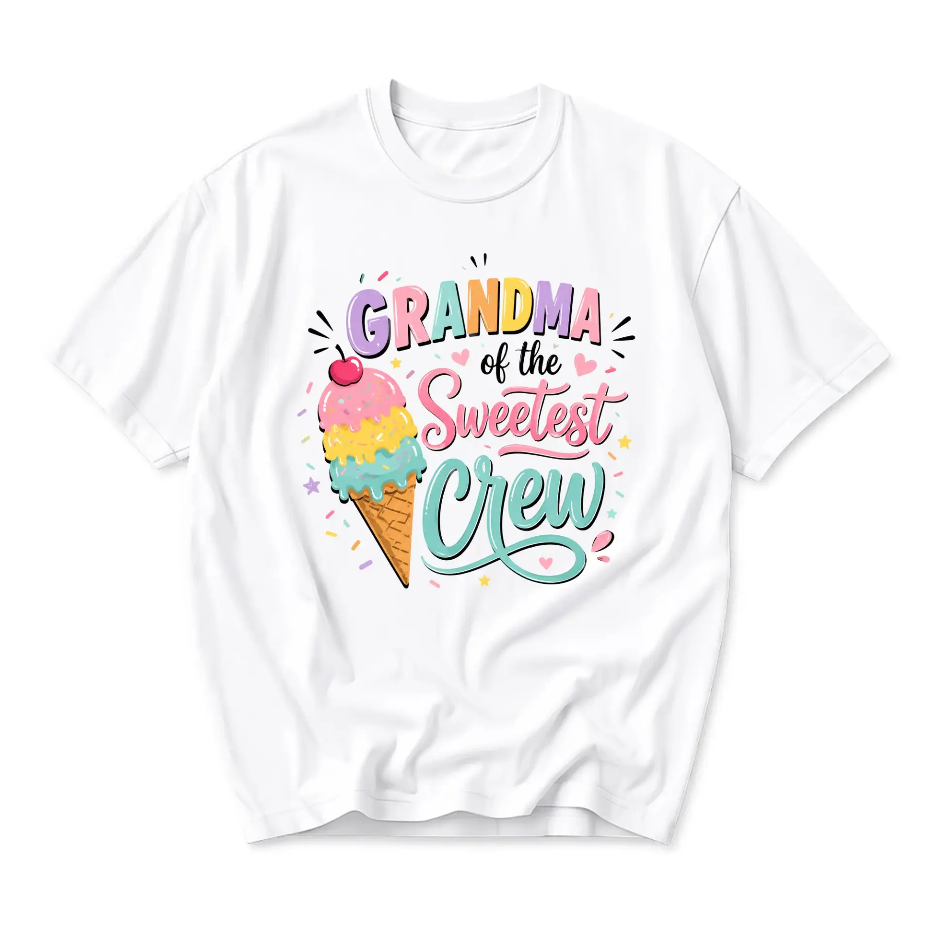 Graphic Tee Grandma of the Sweetest Crew Design Unisex Casual Short Sleeve Cotton Neck Shirt