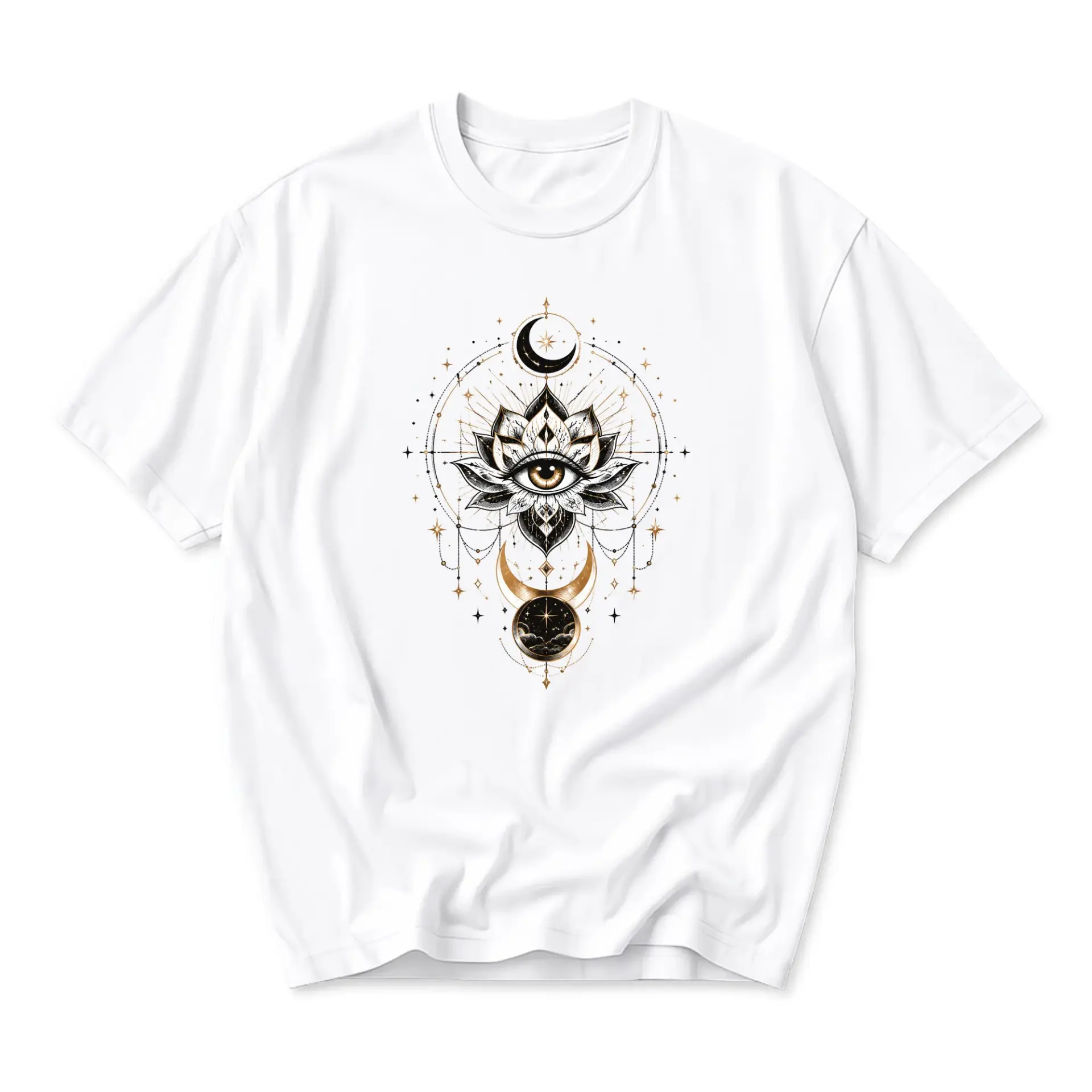 Graphic Tee Celestial Lotus Eye Design Unisex Casual Crew Neck Soft Cotton Blend Everyday Comfortable Summer Shirt