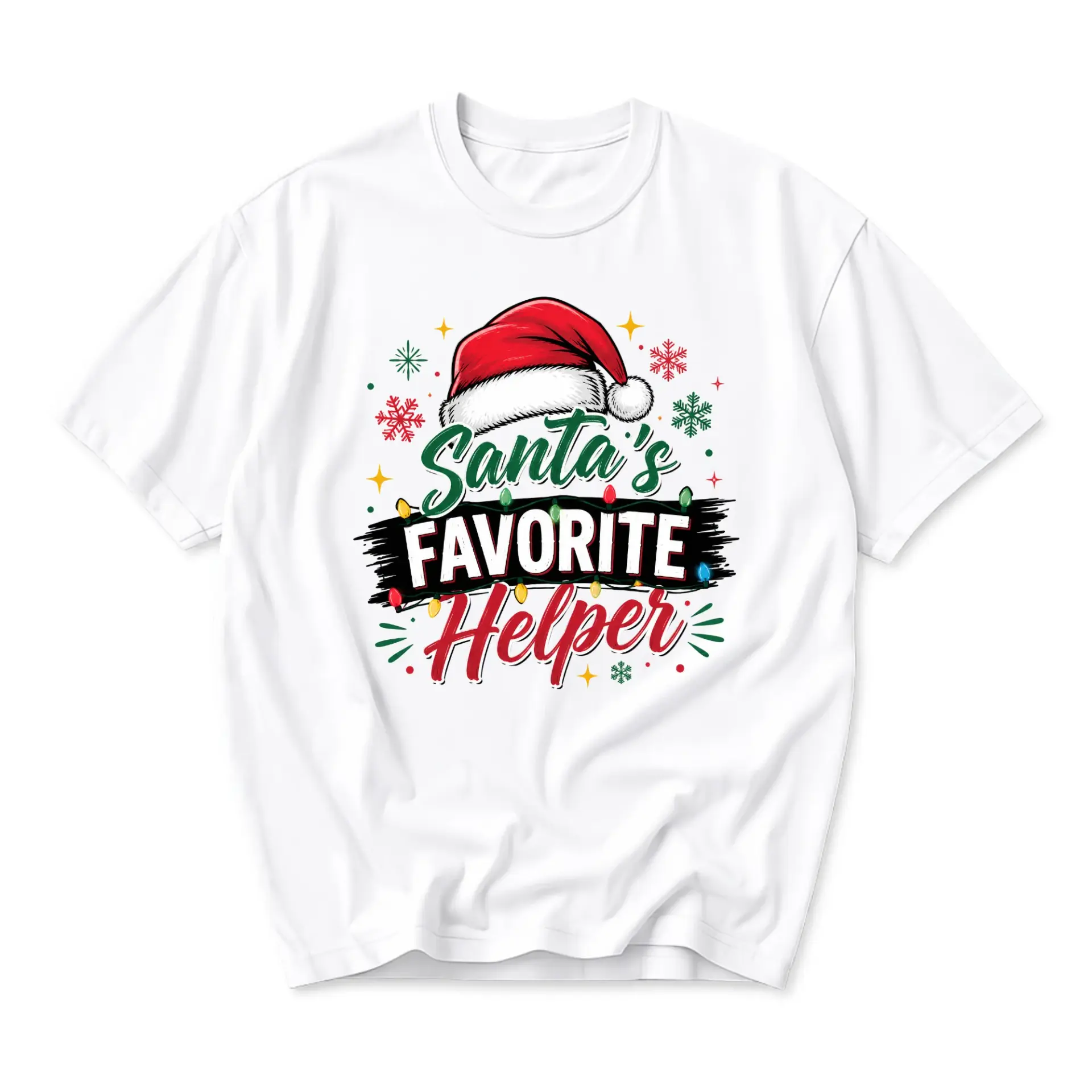 Graphic Tee Santa Favorite Helper Christmas Shirt Unisex Holiday Crew Neck Short Sleeve Casual Cotton Apparel