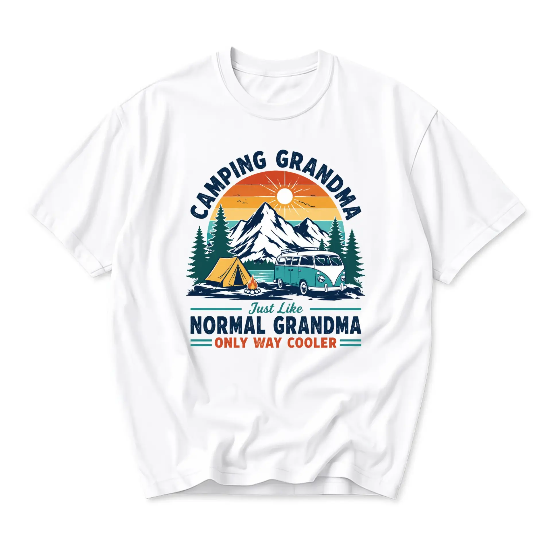 Graphic Tee Camping Grandma Shirt for Women Unisex Crew Neck Outdoor