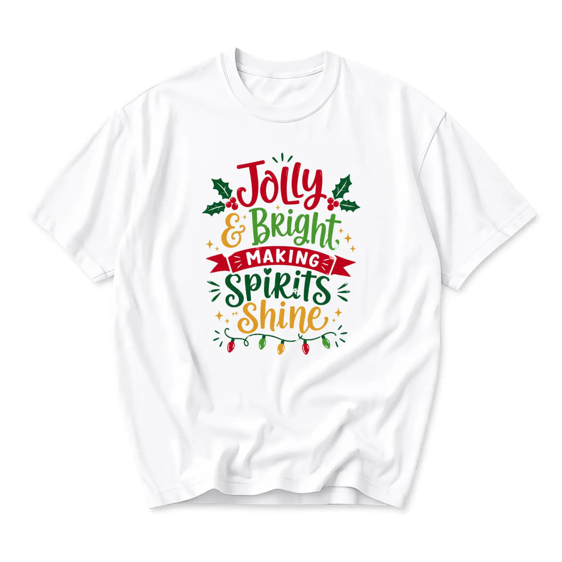Graphic Tee Jolly and Bright Holiday Season Unisex Crew Neck T-Shirt Festive Casual Apparel for Seasonal Celebrations