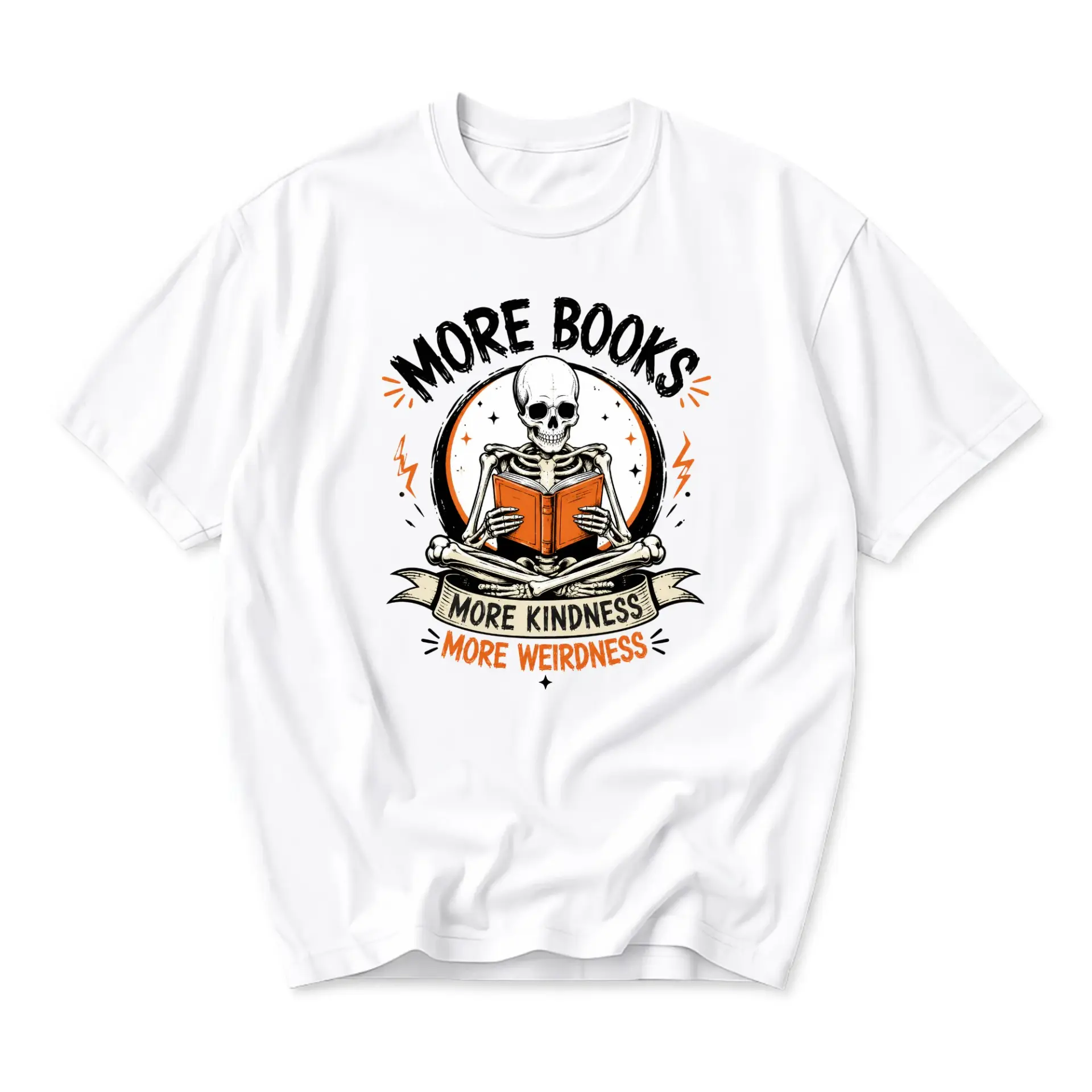 Graphic Tee More Books More Kindness More Weirdness Unisex Cotton Crew Neck Casual Short Sleeve Everyday Apparel