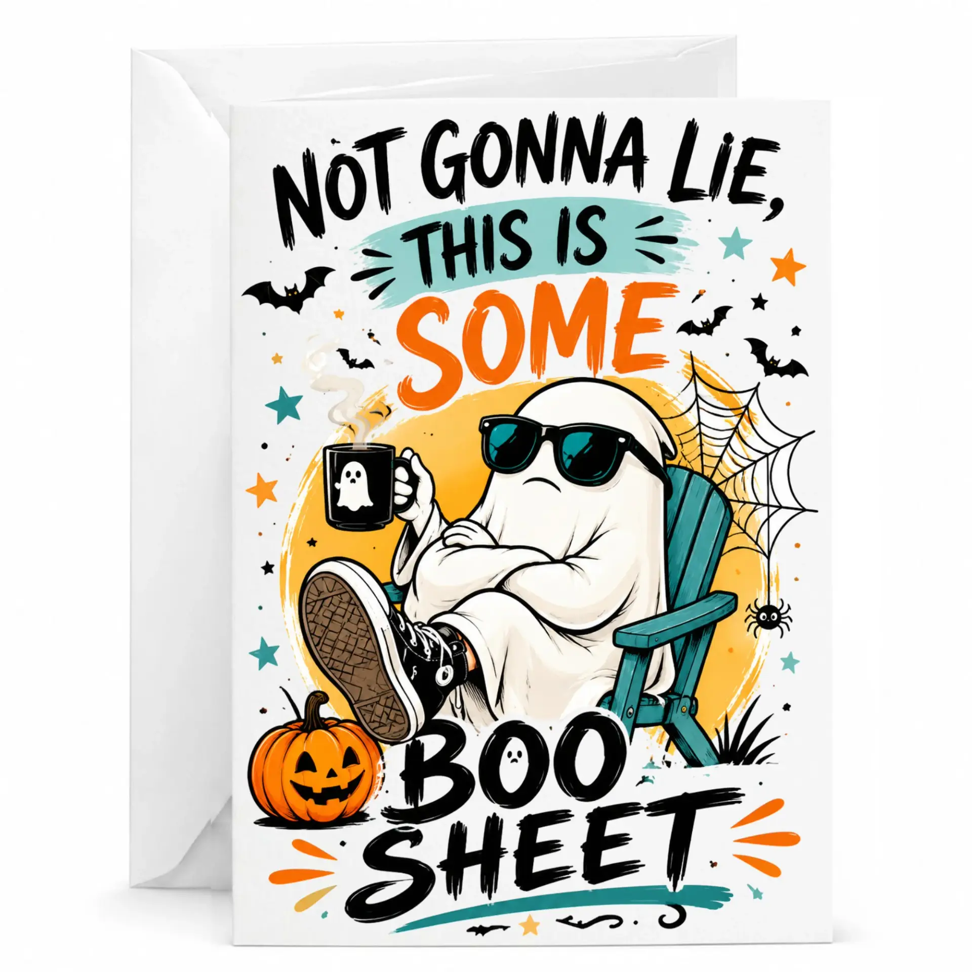 Funny Greeting Card with Envelope Spooky Season Humor Note for Halloween and Seasonal Greetings