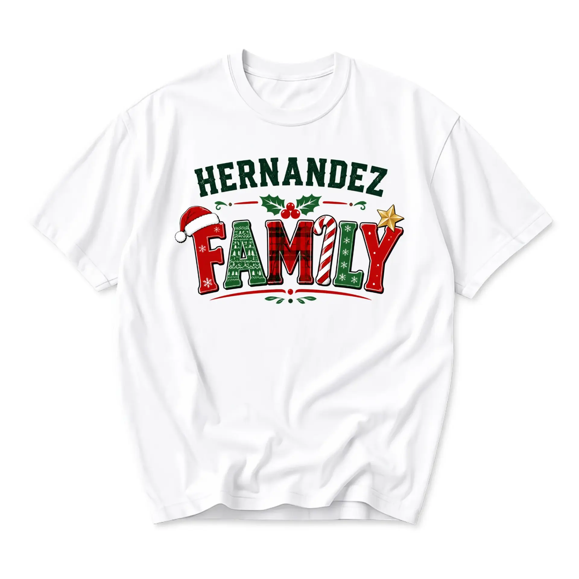 Graphic Tee Hernandez Family Christmas T-Shirt Festive Holiday Apparel