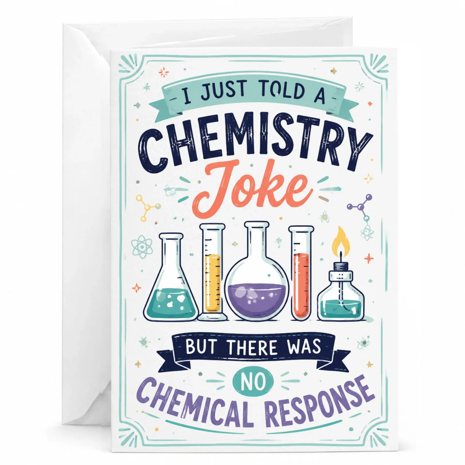 Funny Chemistry Joke Greeting Card for Science Lovers, Humorous Lab Scientist Birthday Card with Matching White Envelope