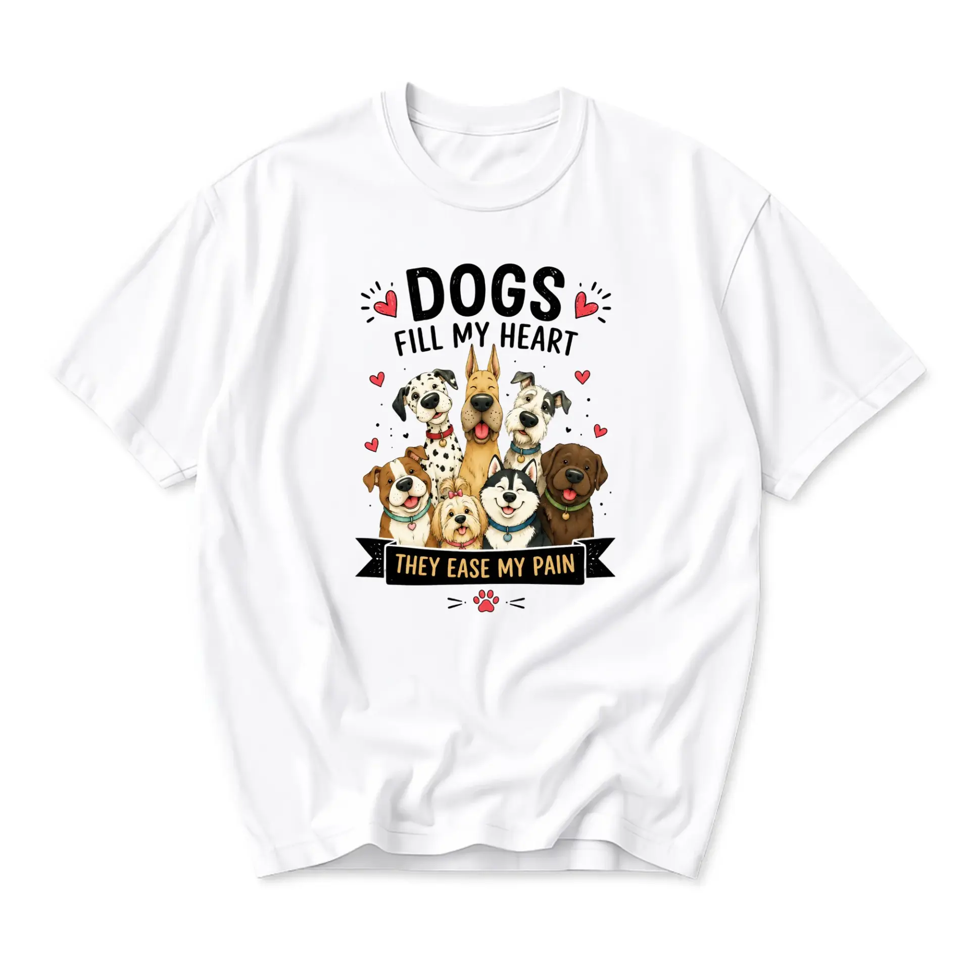 Graphic Tee Fill My Heart They Ease My Pain Shirt Unisex Crew Neck Everyday