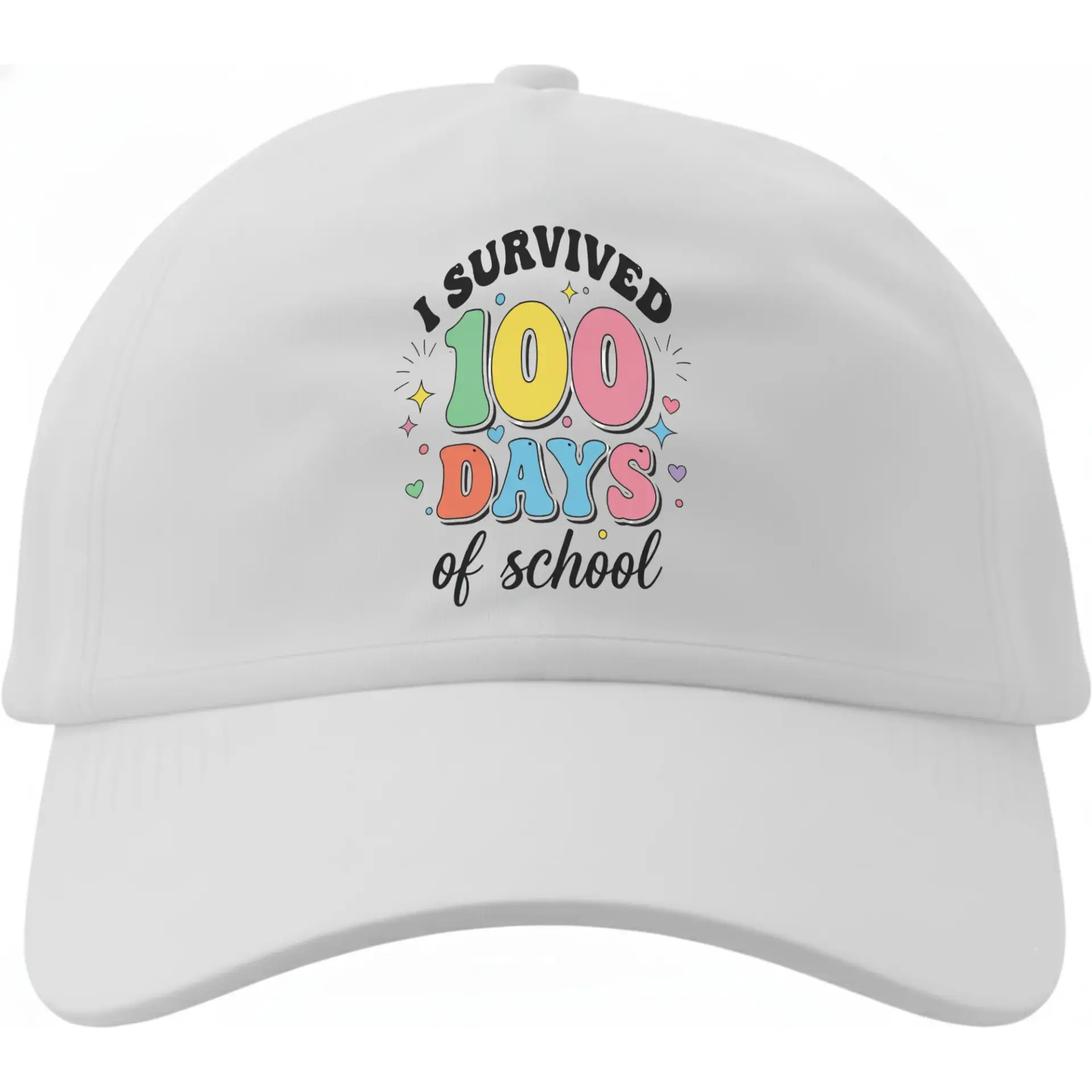 Baseball Cap I Survived 100 Days of School Printed Graphic Cotton Hat Comfortable Low Profile Crown Unisex Adjustable