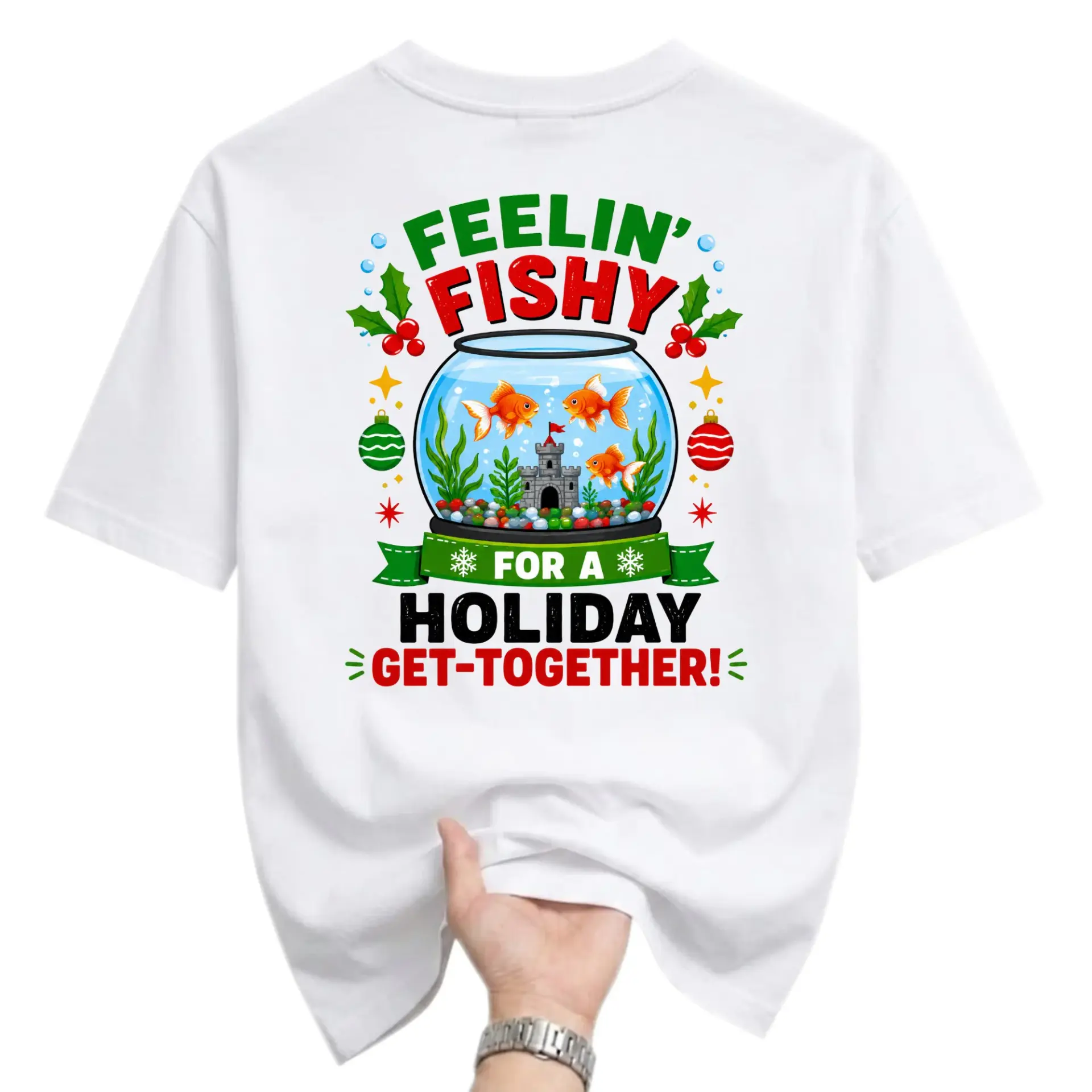 Funny Shirt Feelin Fishy for a Holiday Get Together Unisex Graphic Printed