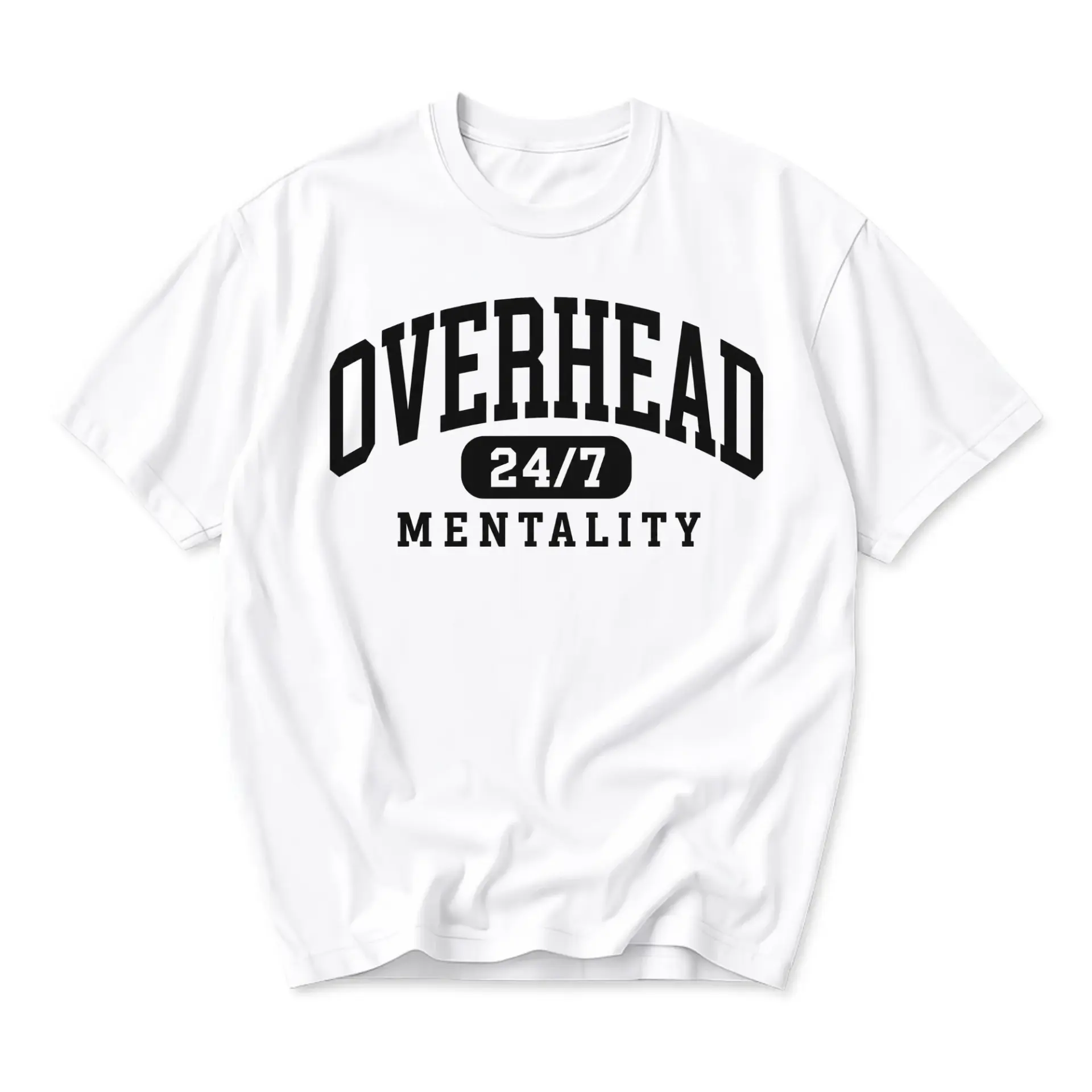 Graphic Tee Unisex Casual Crew Neck Shirt Overhead 24/7 Mentality Typography Print Short Sleeve Everyday Top