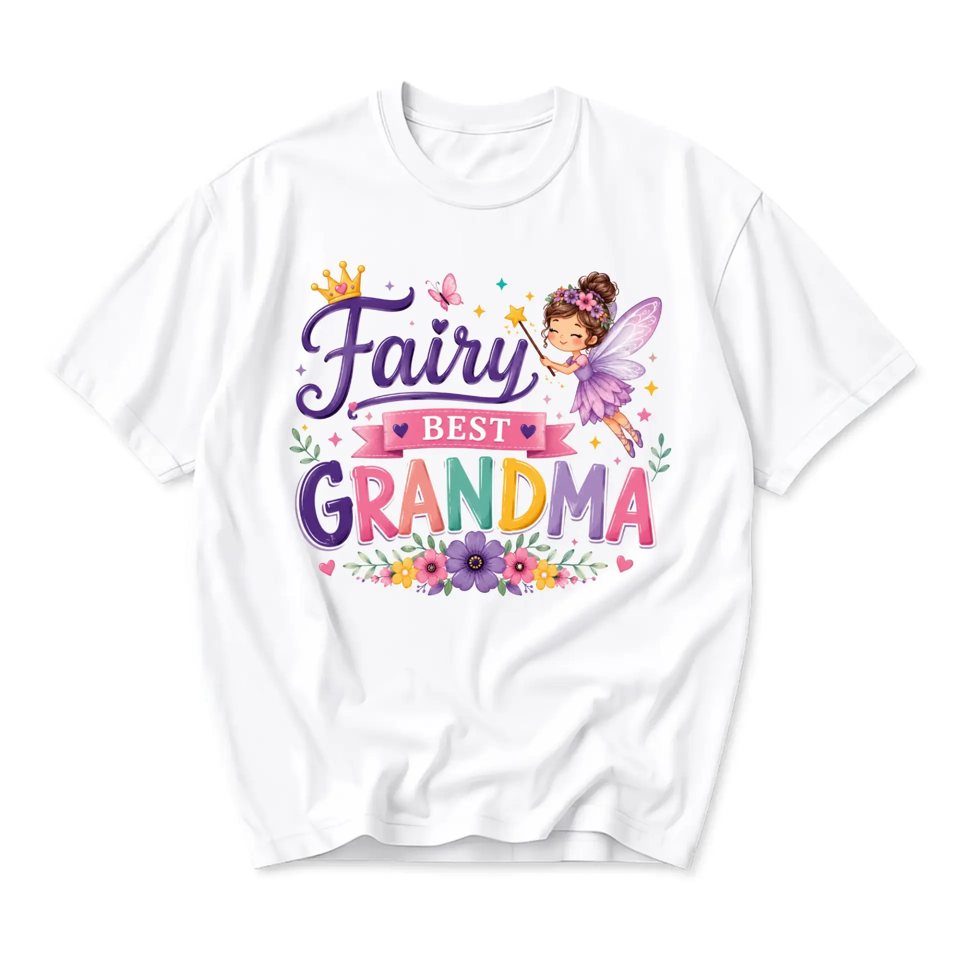 Graphic Tee Fairy Best Grandma Shirt Cute Magical Whimsical Illustration
