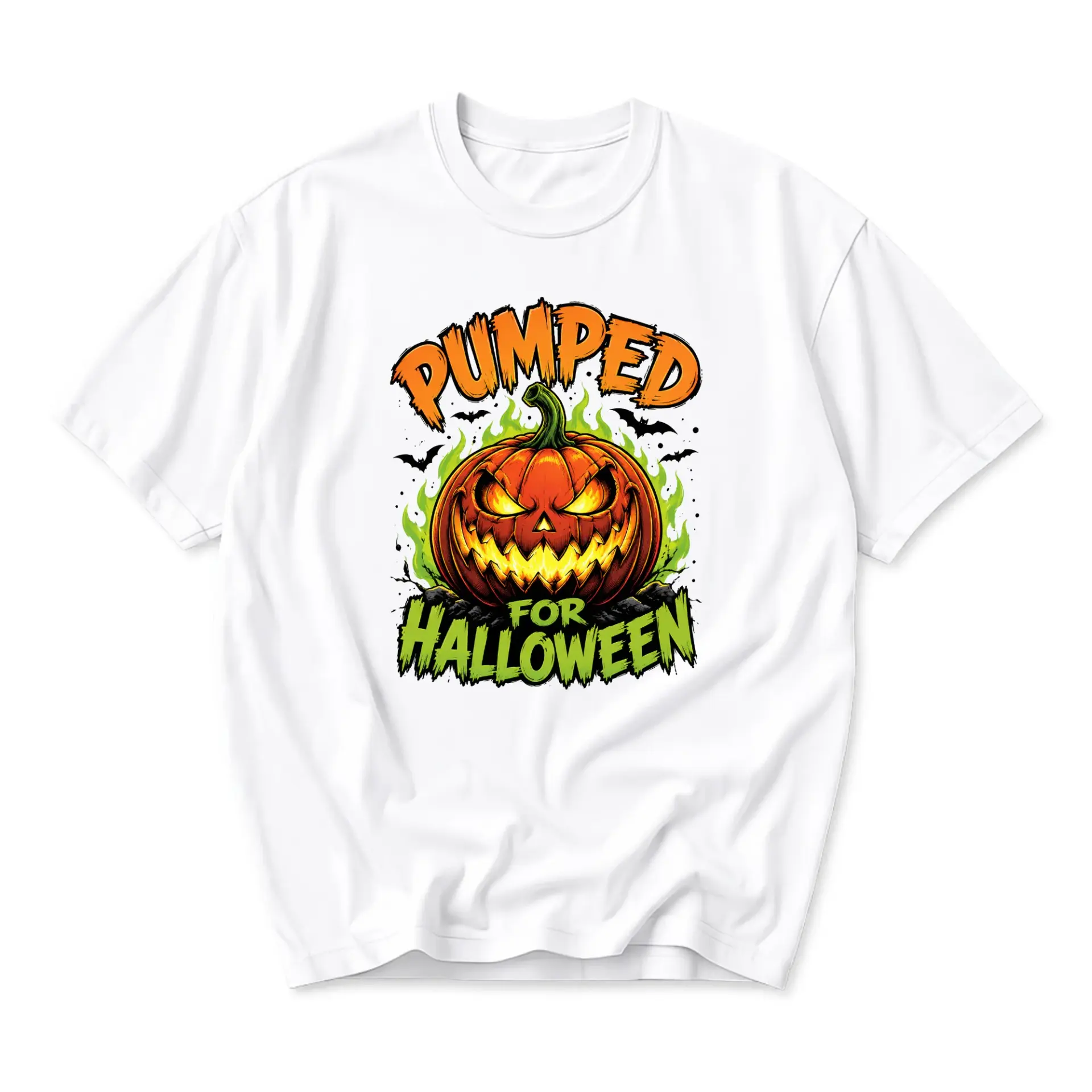 Graphic Tee Pumped for Halloween Unisex Crew Neck T-Shirt Seasonal Autumn Apparel for Casual Everyday Style