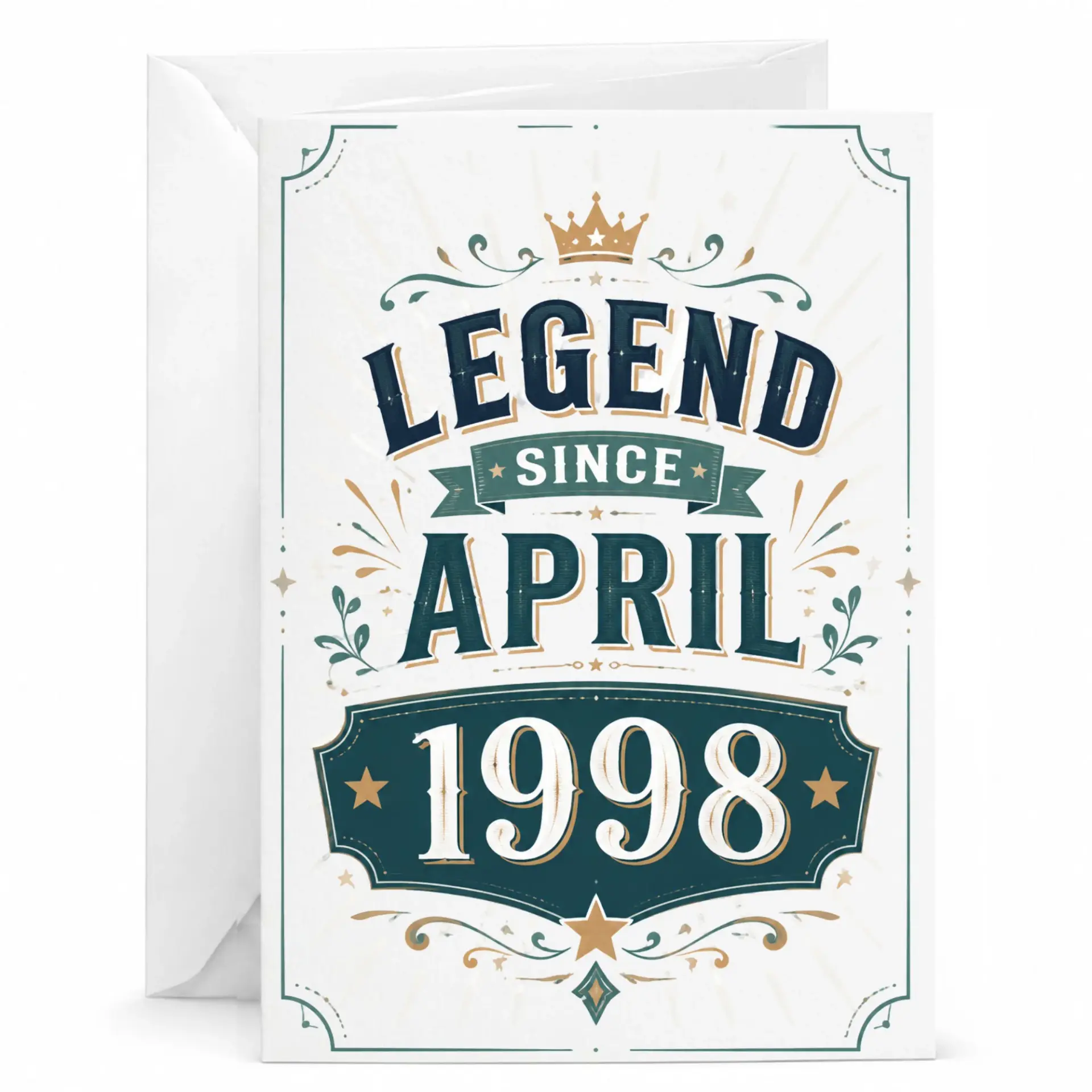 Greeting Card Legend Since April 1998 Vintage Inspired Birthday Stationery for Milestone Celebration and Anniversary