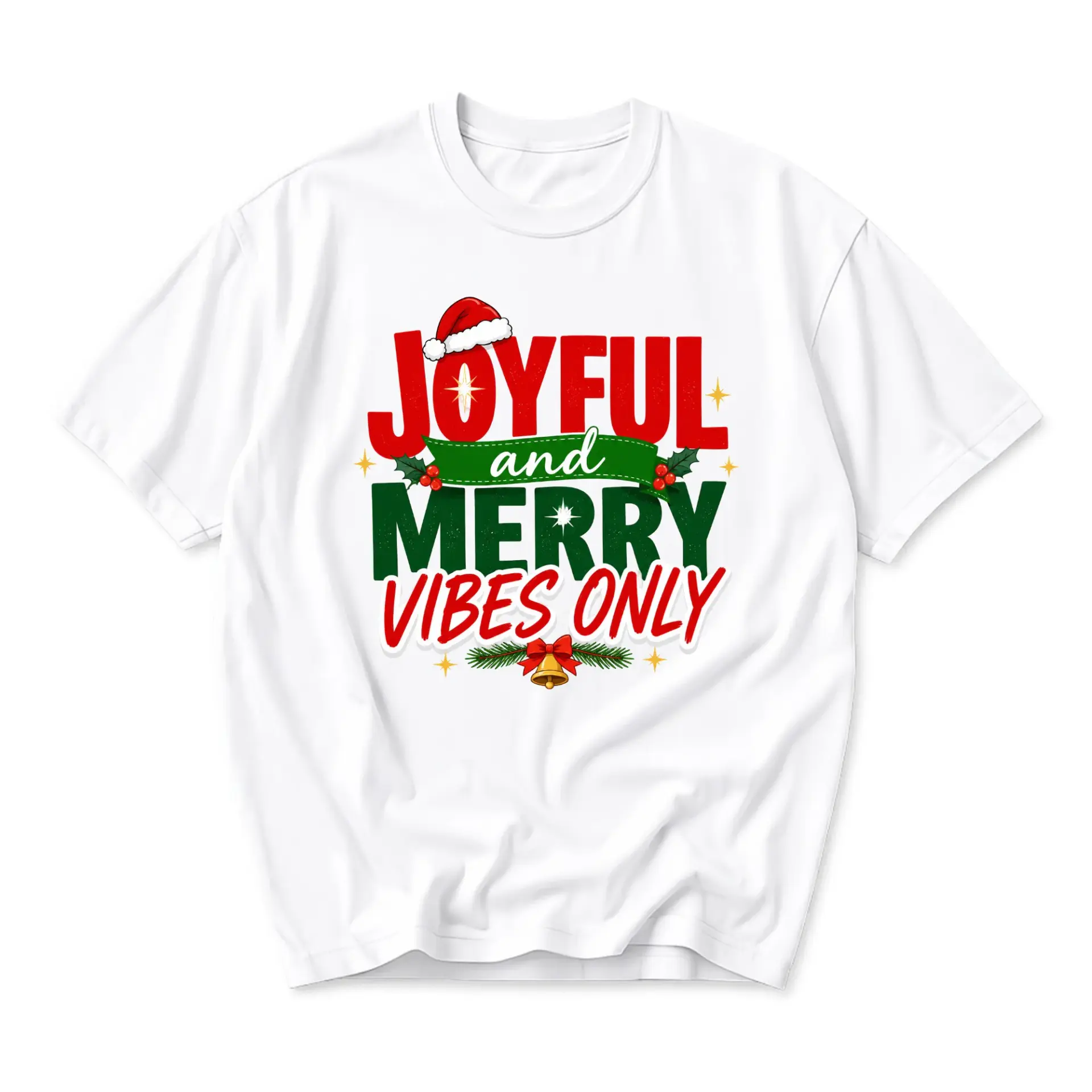 Graphic Tee Joyful and Merry Only Holiday Unisex Shirt Seasonal Christmas