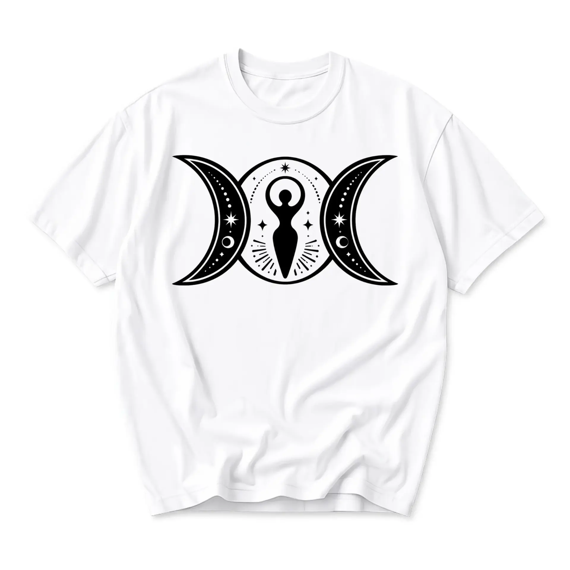 Graphic Tee Celestial Goddess Moon Symbol Shirt Unisex Short Sleeve Casual Apparel for Everyday Style and Comfort