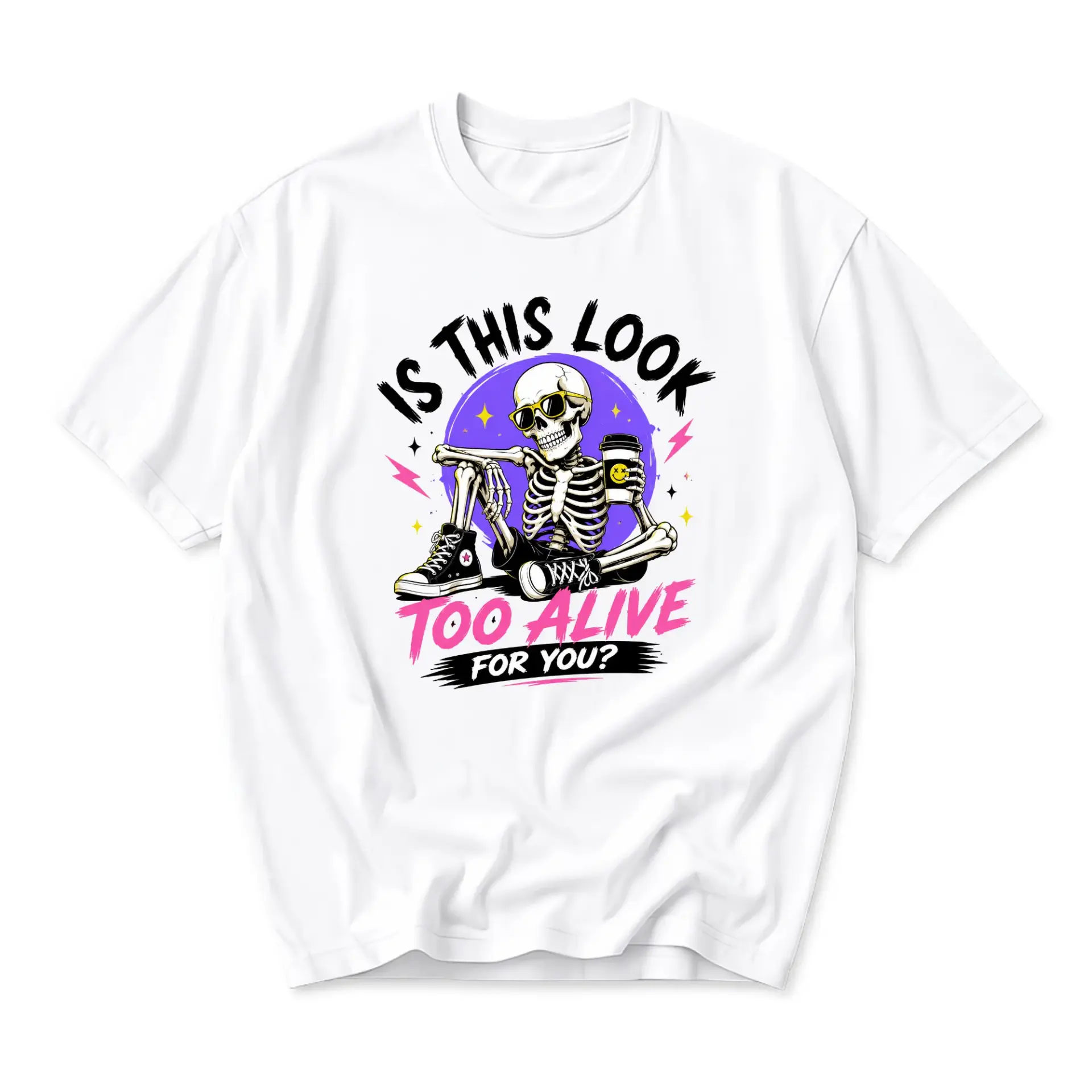 Graphic Tee Is This Look Too Alive for You Skeleton Design Unisex Casual Crew Neck Comfortable Cotton Shirt