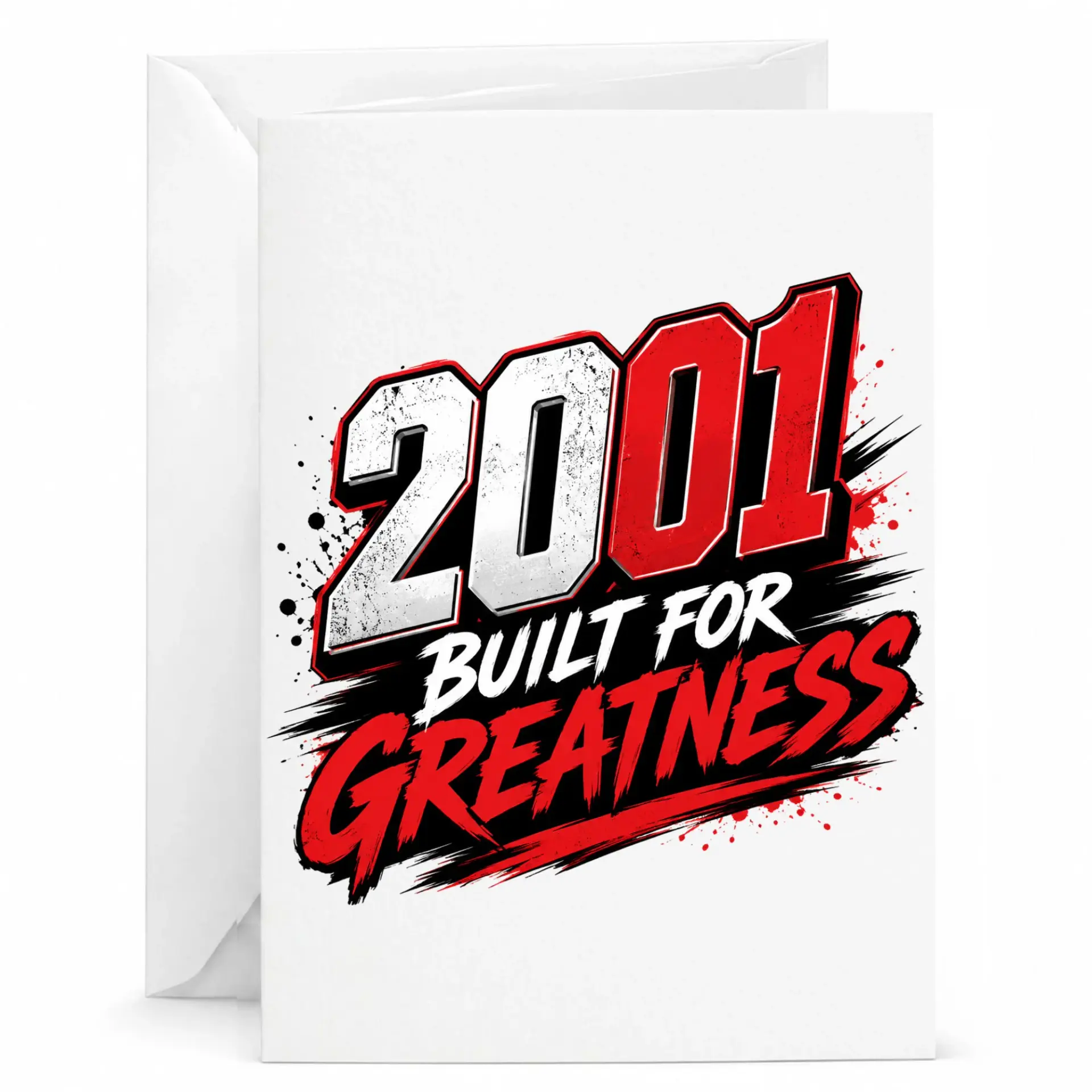 Birthday Card 2001 Built for Greatness Vintage Style Greeting Card for Milestone Celebration with Included White Envelope