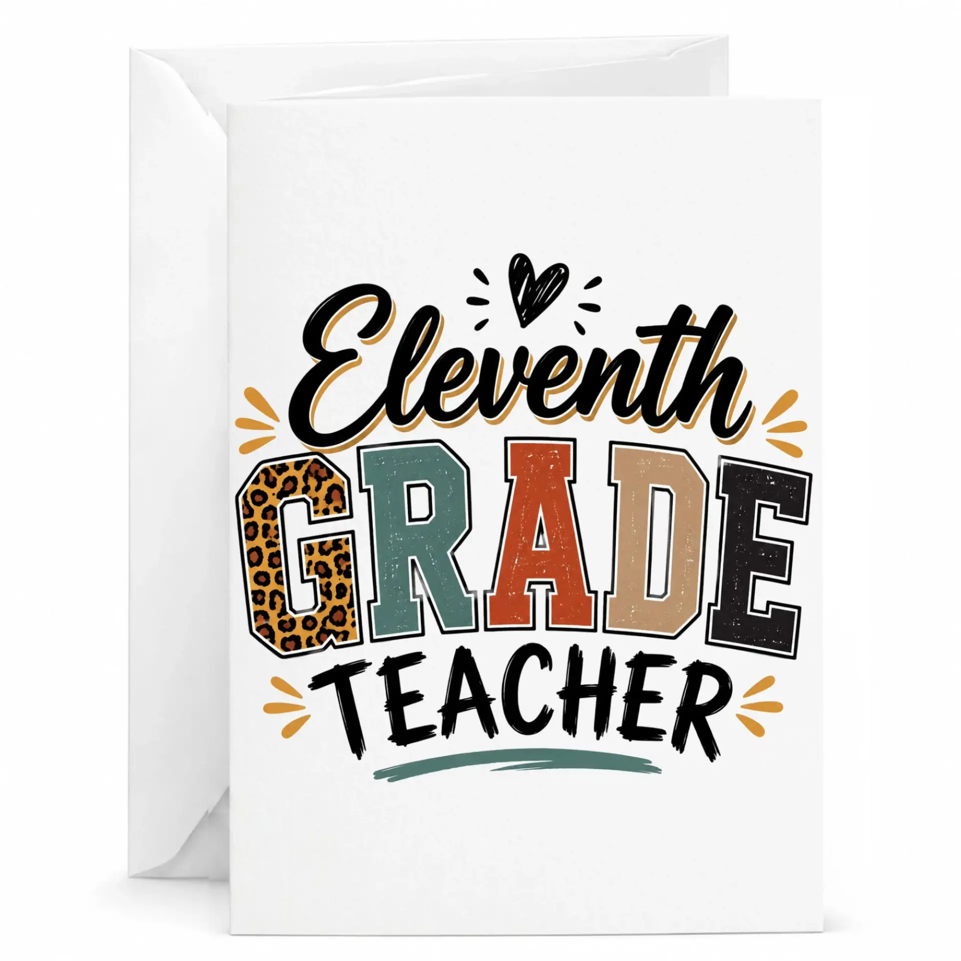 Personalized Greeting Card for Eleventh Teacher Retro Style