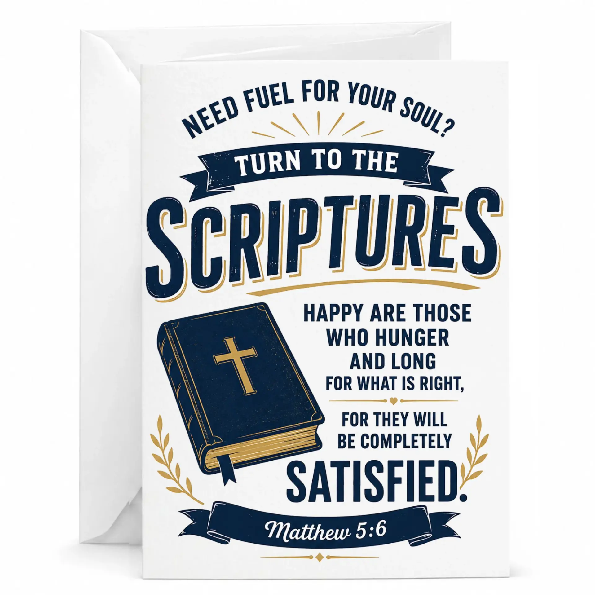 Inspirational Bible Verse Greeting Card Religious Scripture for Friends and Family 5x7 Folded Note