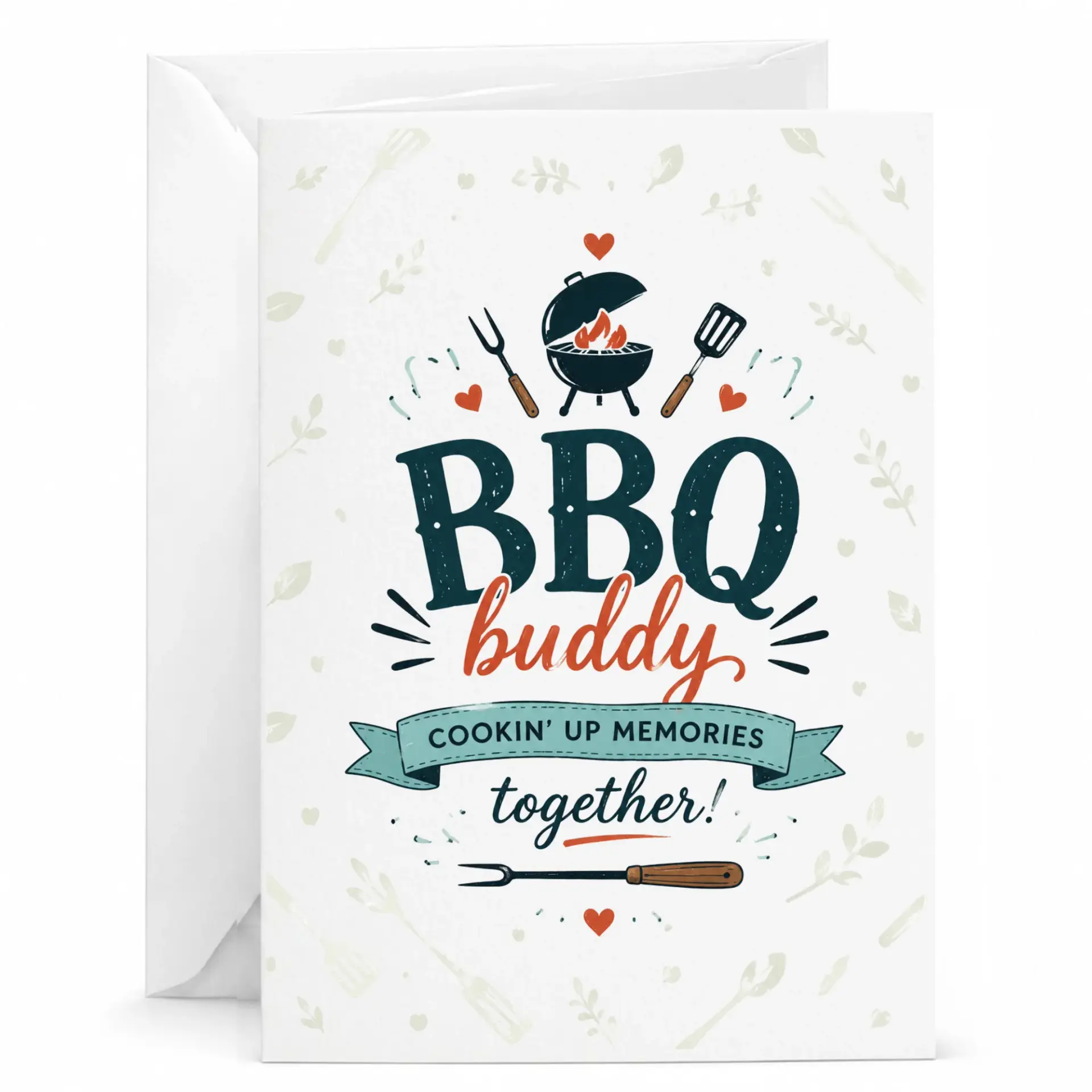 Greeting Card Bbq Cookin up Together Design Funny Grilling Theme Stationery for Friends and Family