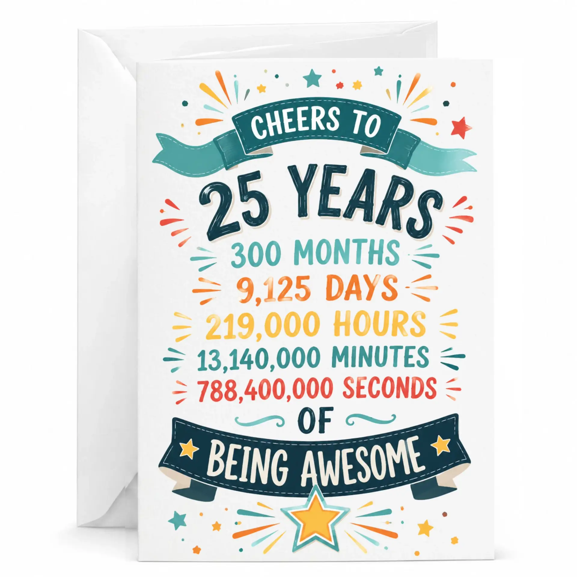 Birthday Card 25th Anniversary Celebration Gift Funny Twenty Fifth Milestone Greeting Card for Any Special Milestone