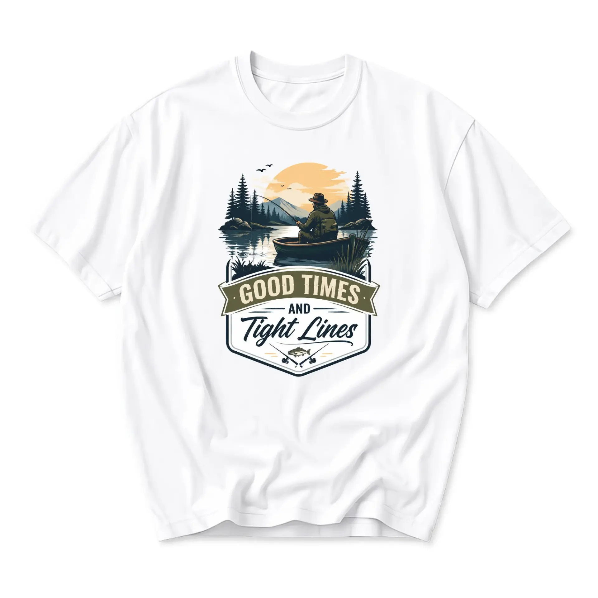 Graphic Tee Good Times and Fishing Adventure Shirt for Men Women Casual Outdoor Lover Apparel