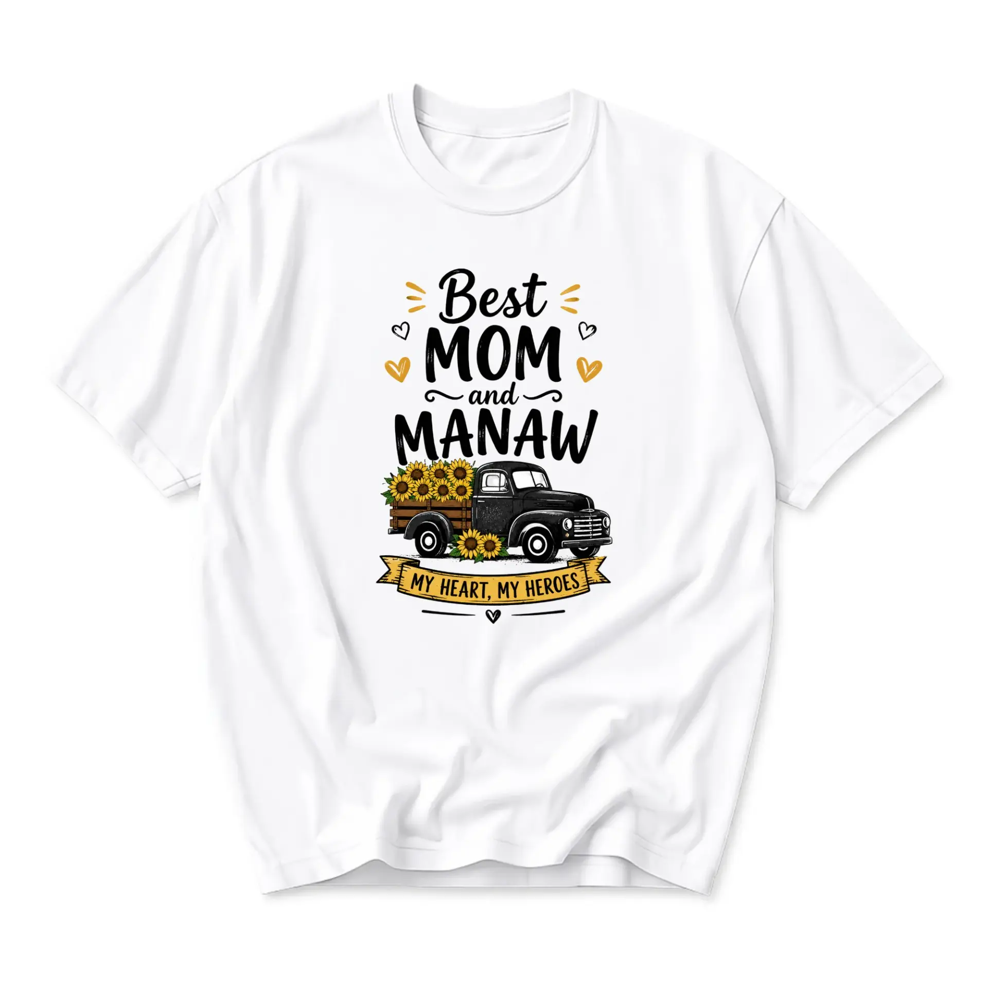 T-shirt Best Mom and Manaw Graphic Tee Unisex Casual Crew Neck Soft Cotton