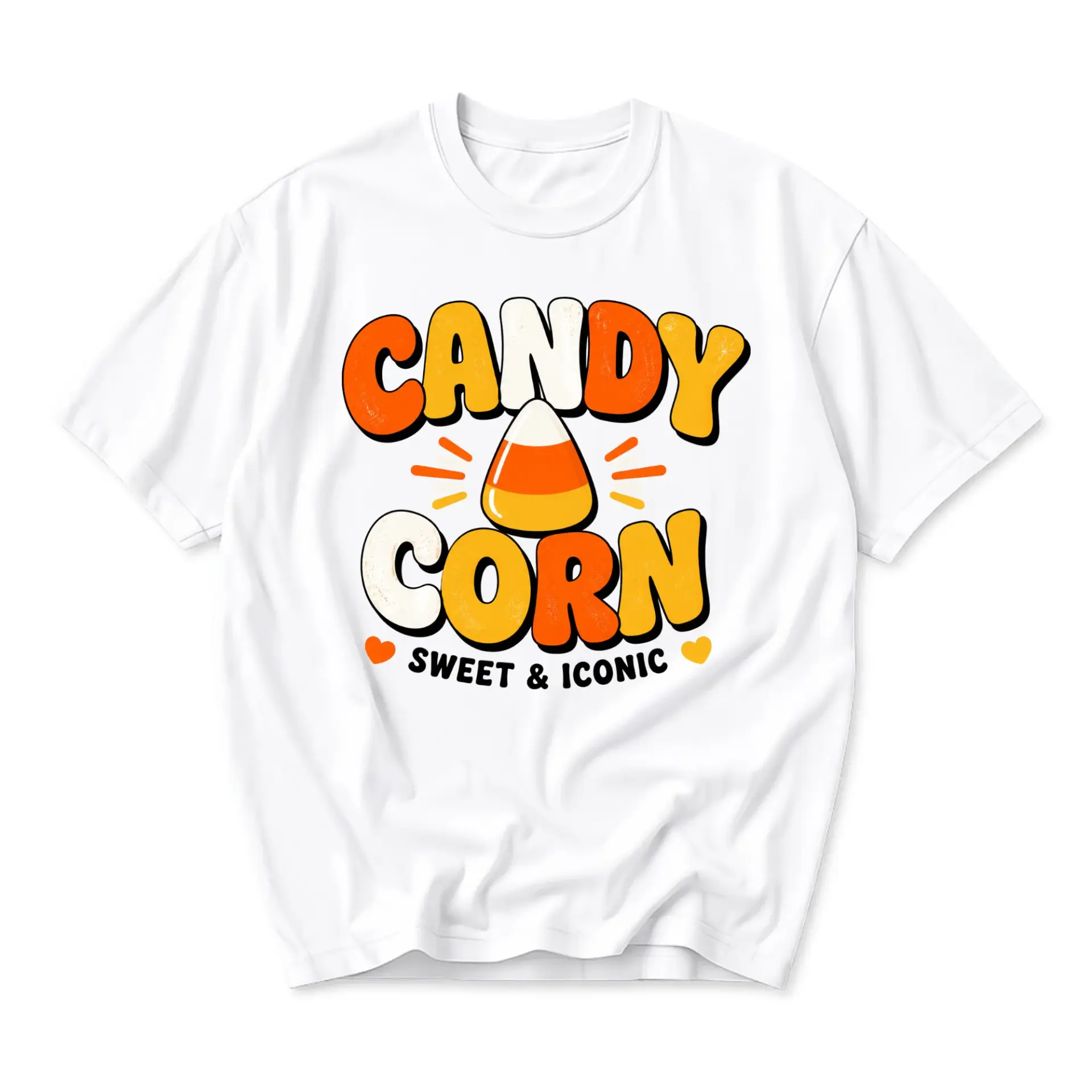 Funny Shirt Candy Corn Graphic Tee Retro Aesthetic Fall Inspired Casual Unisex Crew Neck Short Sleeve Cotton Top