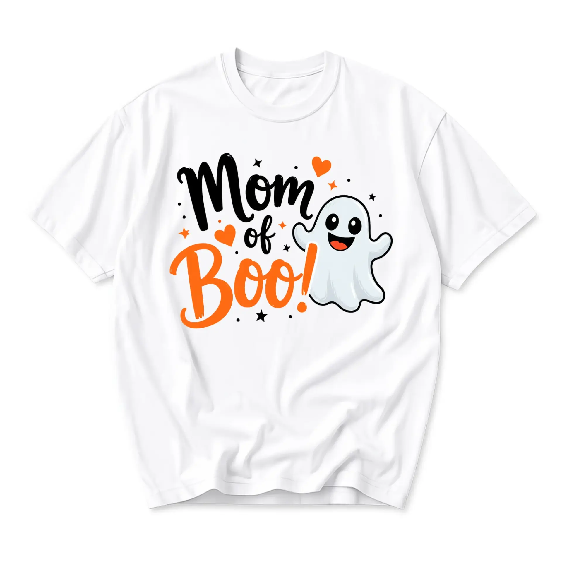 Graphic Tee Mom of Boo Halloween Print Unisex Crew Neck Shirt for Fall Seasonal Casual Wear and Everyday Outfits