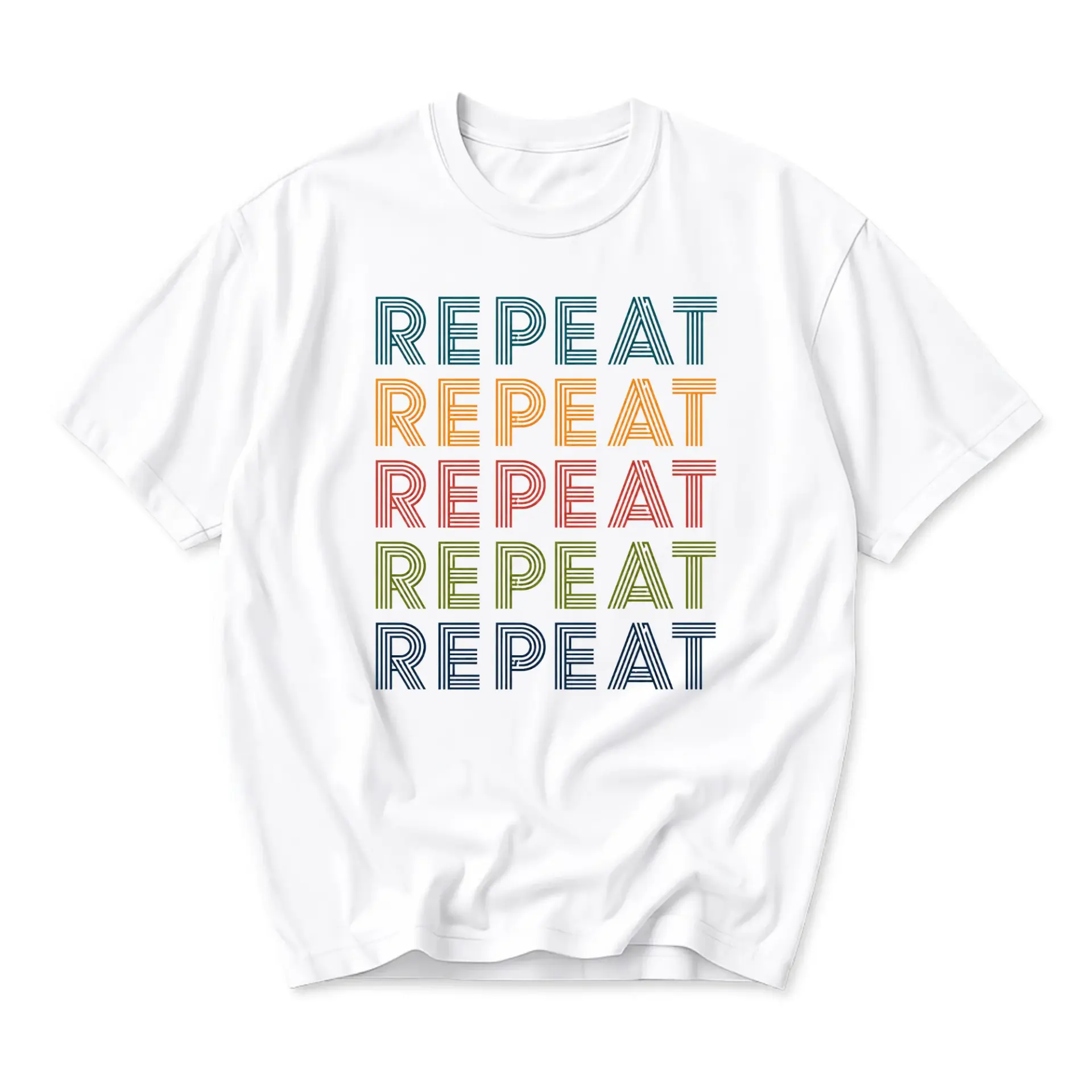 T-shirt Graphic Tee Repeat Typography Design Unisex Crew Neck Soft Cotton Casual Everyday Top for Men and Women