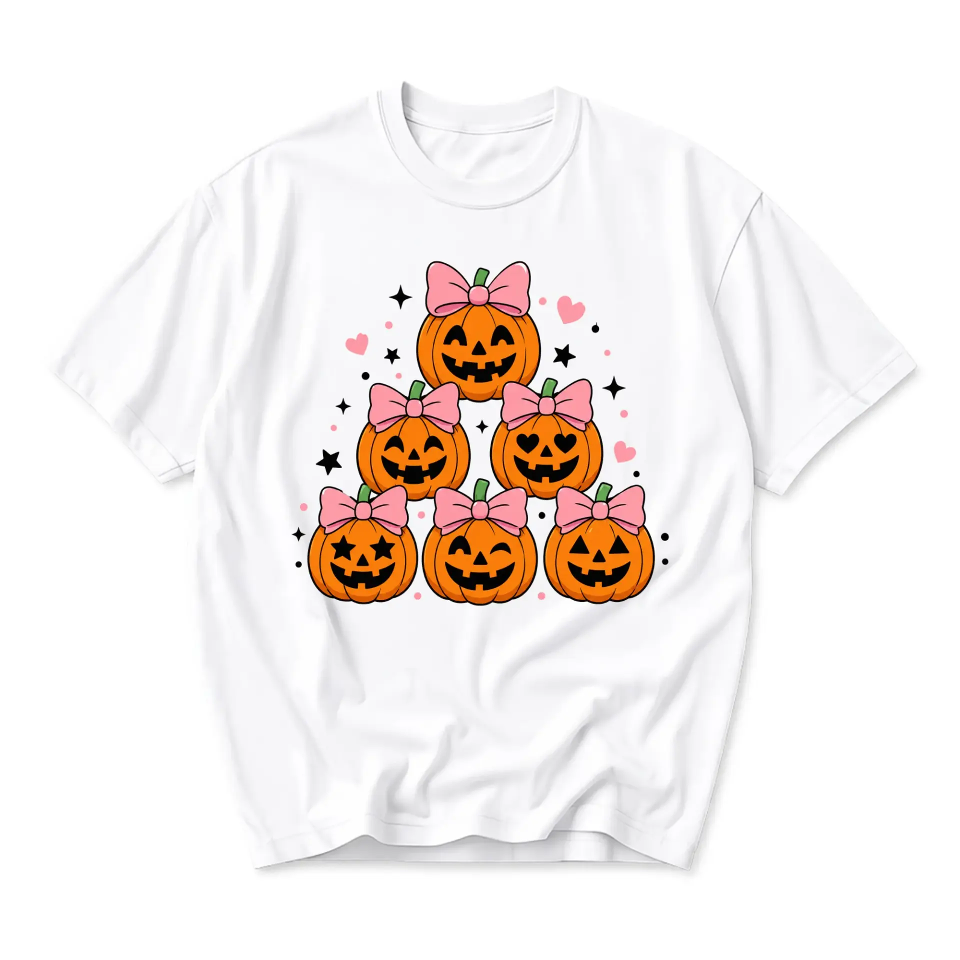 Graphic Tee Pumpkin Pile Shirt Cute Fall Aesthetic Unisex Crew Neck Soft Cotton Blend Casual Autumn Apparel Top