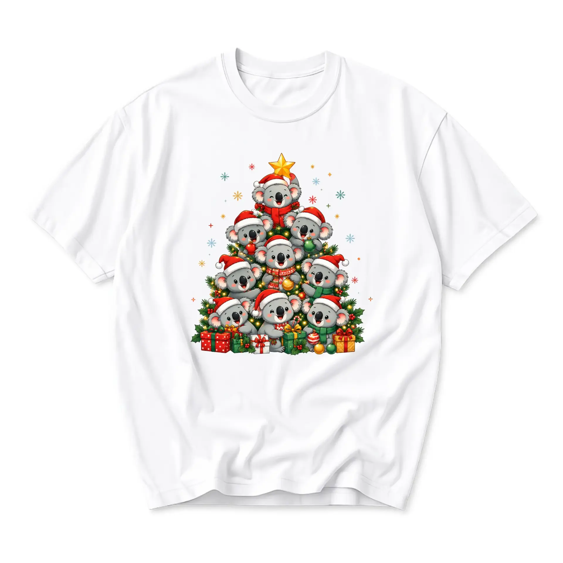 Graphic Tee Christmas Koala Tree Unisex Short Sleeve Shirt Cute Holiday