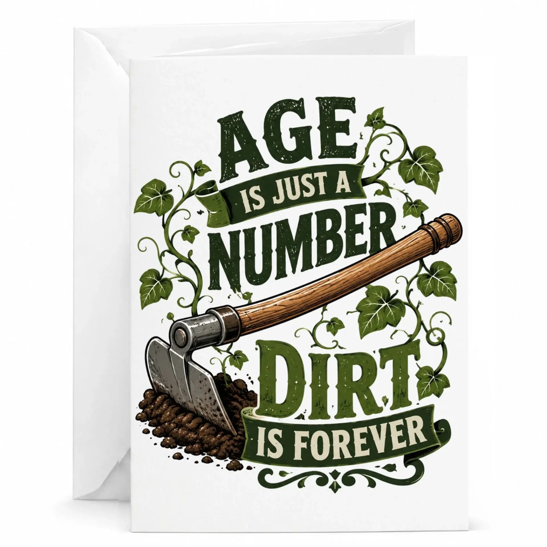 Funny Gardening Birthday Card Age Is Just a Number Is Mature Humor Greeting for Gardeners