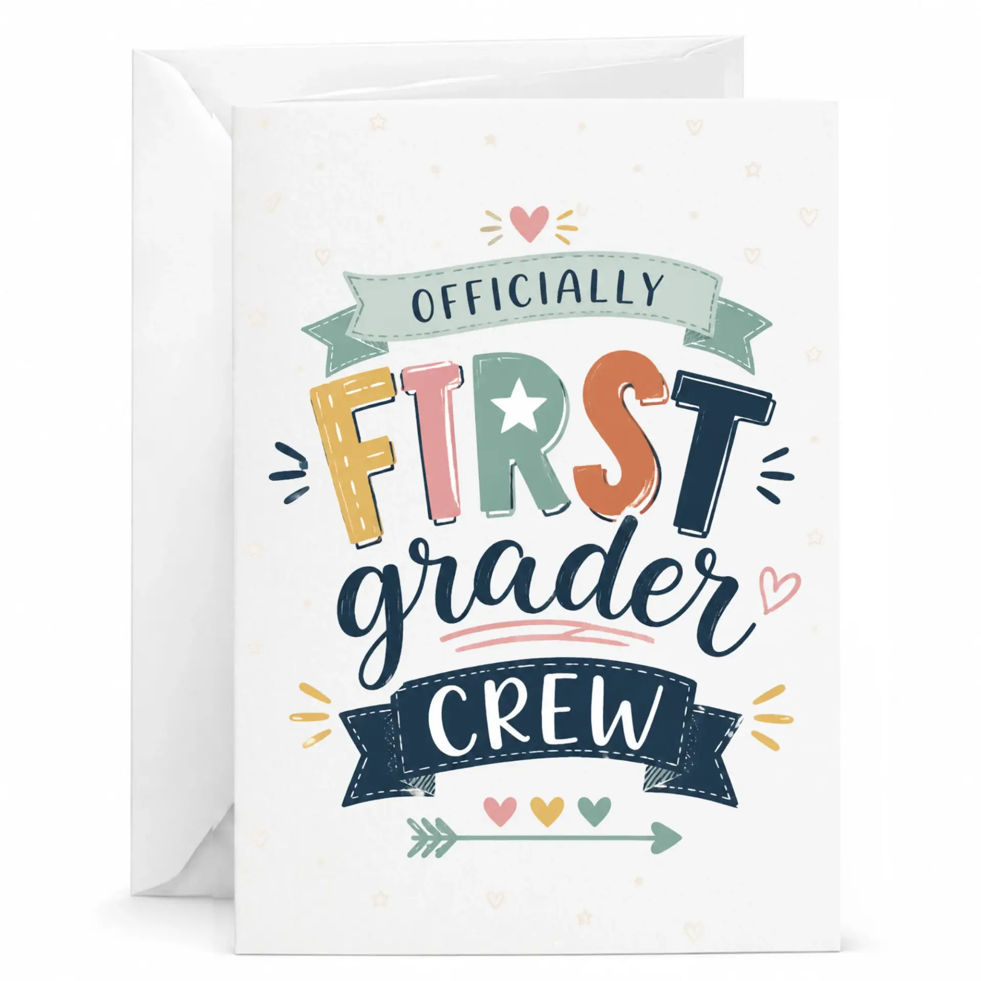 Greeting Card Officially First Grader Crew Milestone Note for Year Elementary Achievement