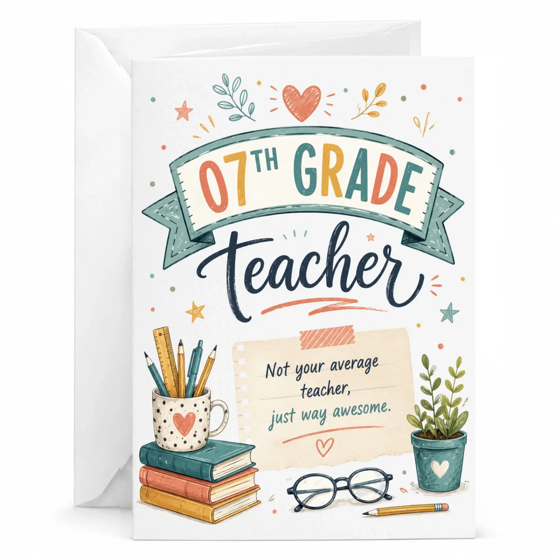 Greeting Card for Teacher Appreciation Professional with School Supplies Illustration Design