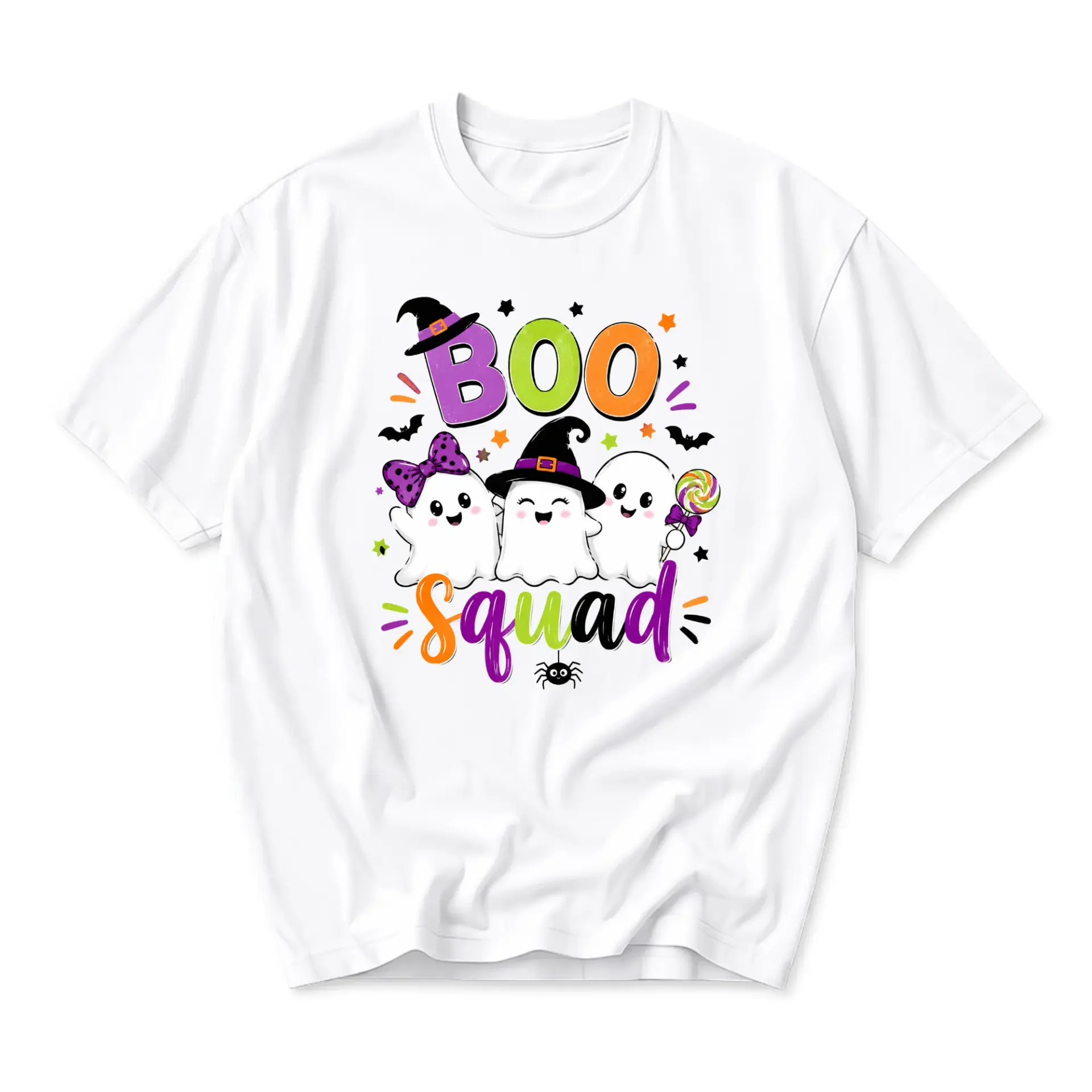 Funny Shirt Boo Squad Cute Ghost Friends Halloween Graphic Tee Unisex Casual Apparel for Autumn Holiday Celebrations