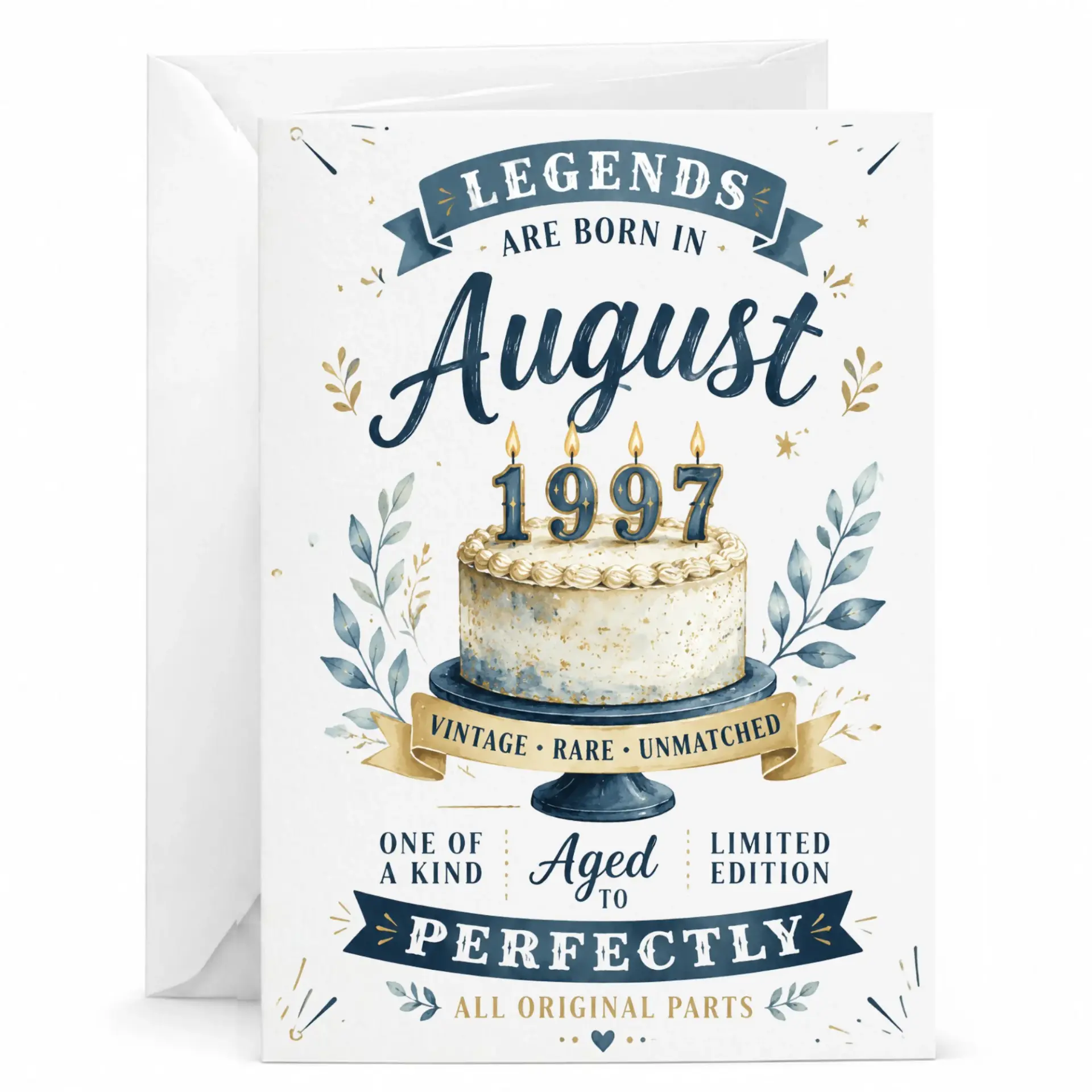 Birthday Card Legends Are Born in August 1997 Vintage Retro Theme Greeting Card for Milestone Birthday Celebration