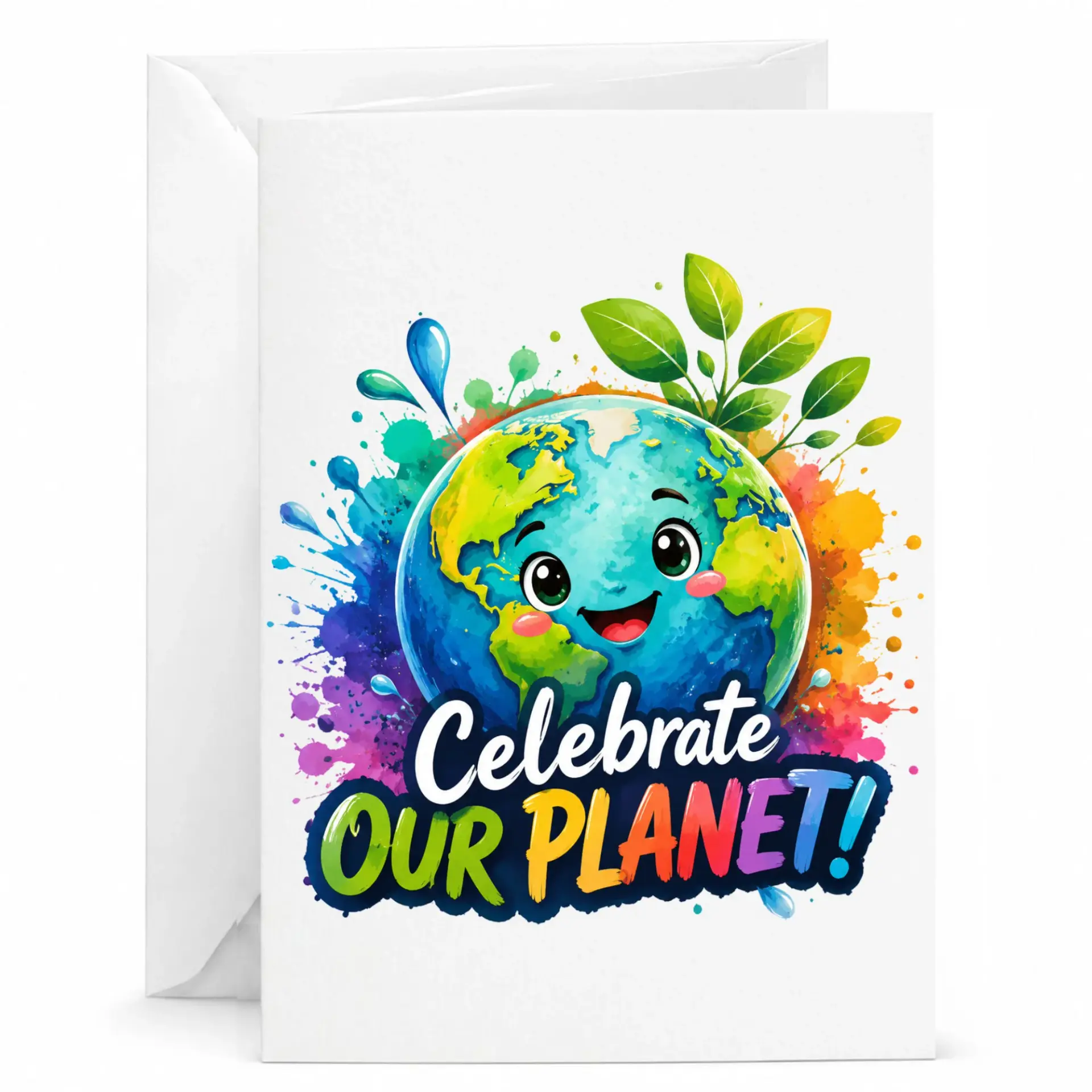 Celebrate Our Planet Greeting Card with Envelope, Earth Day Environment Nature Themed Note Card for All Occasions