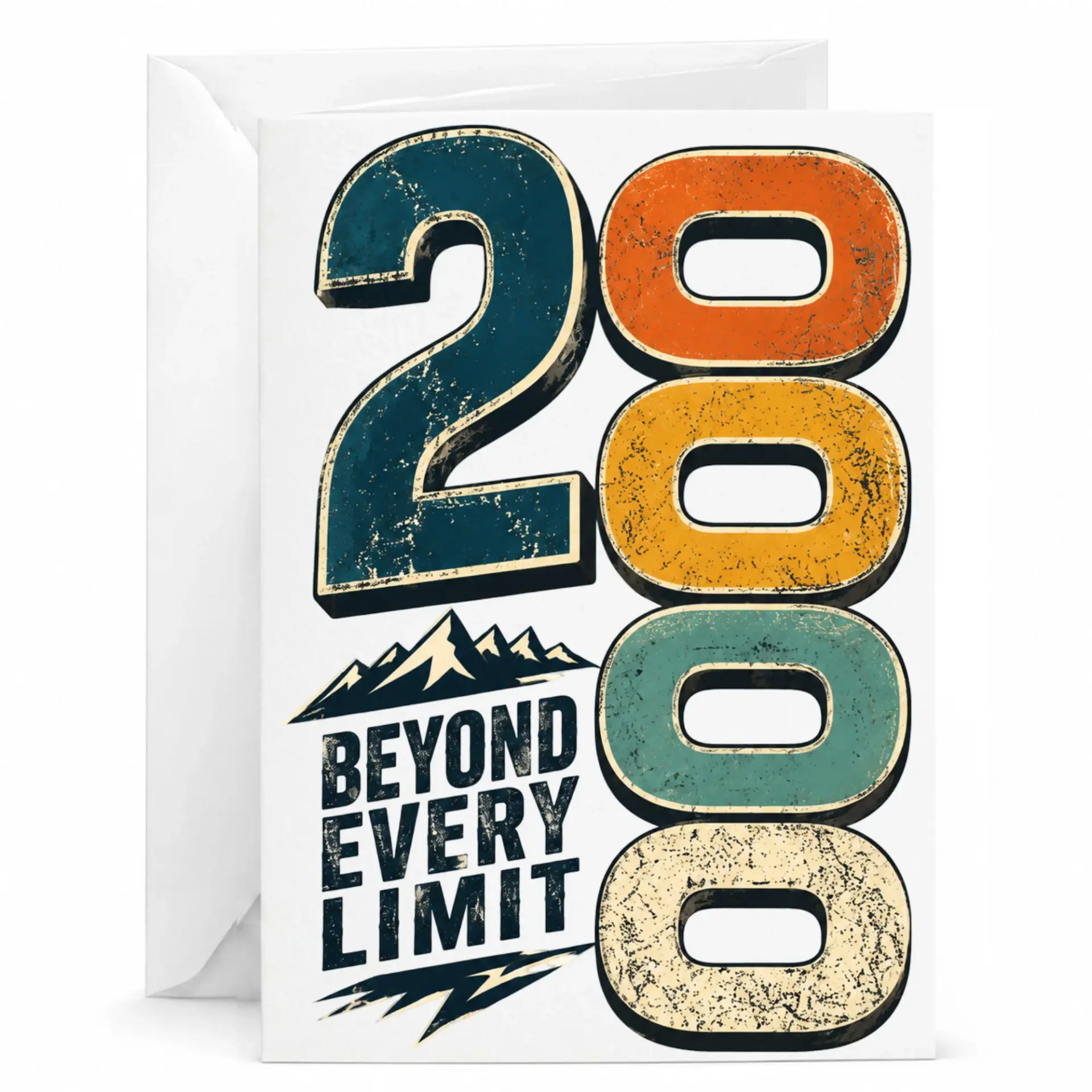 Greeting Card Beyond Every Limit 2000 Vintage Style Design Printed Stationery with Matching Envelope 5x7 Inches