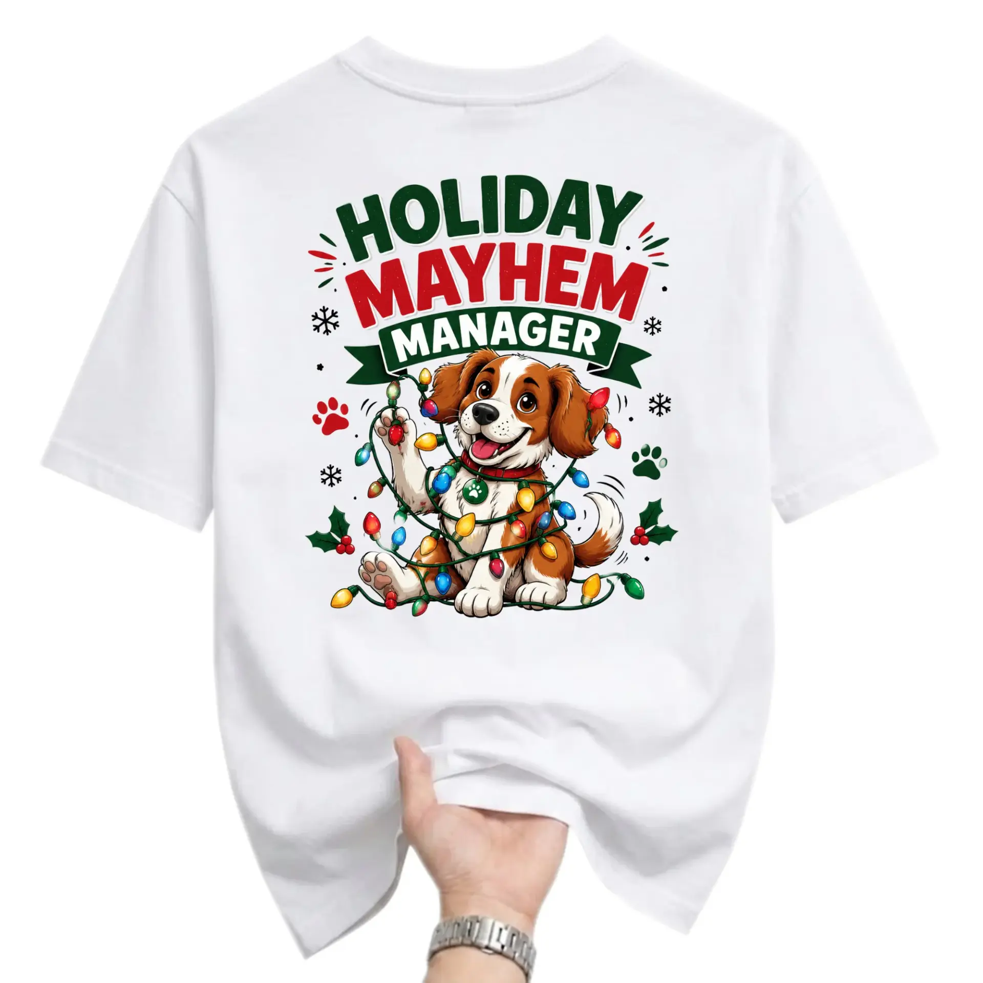 Funny Shirt Holiday Manager Graphic Tee Featuring Cute Puppy in Colorful