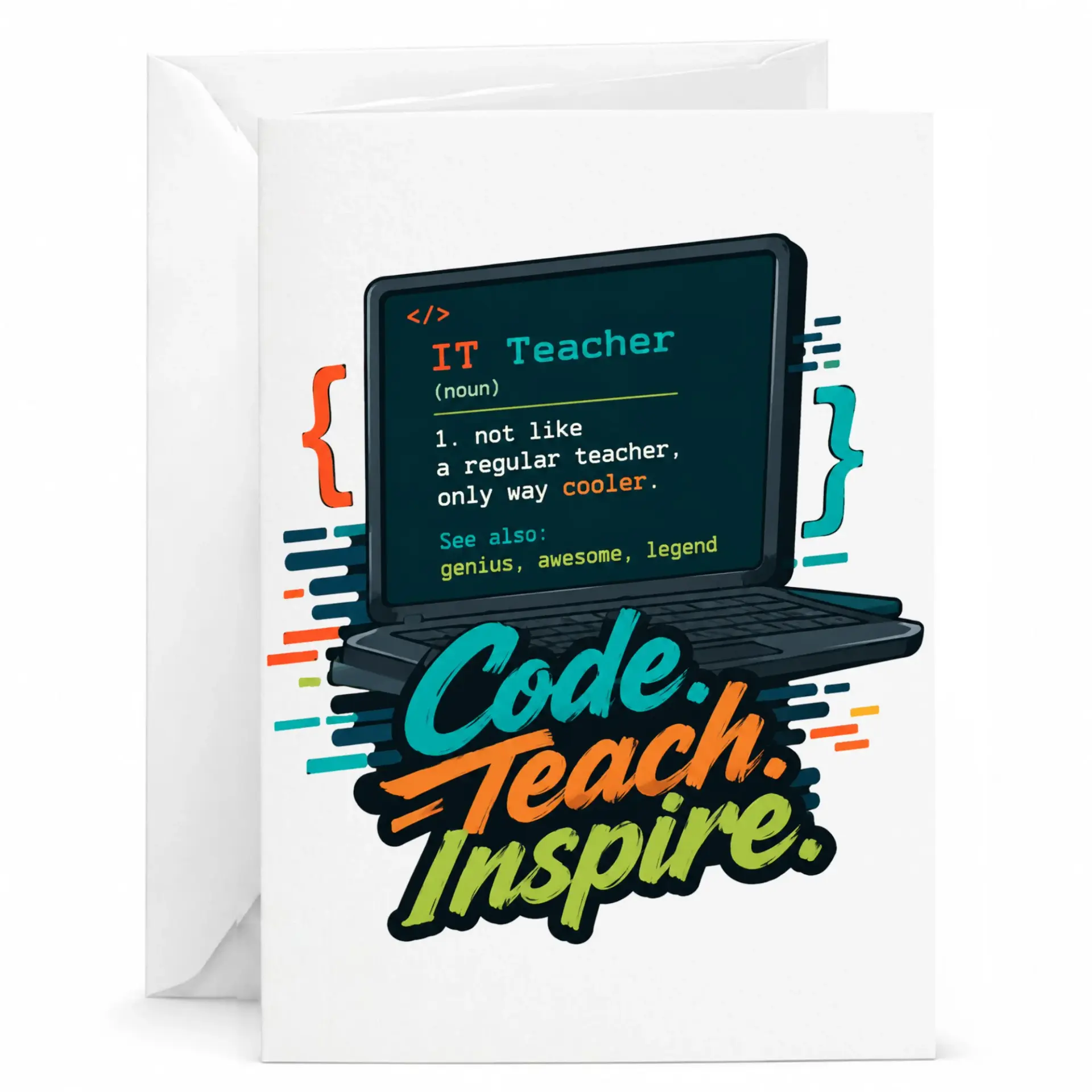 Funny Greeting Card for It Teacher Programmer Code Teach Definition Design Professional Computer Expert Gift