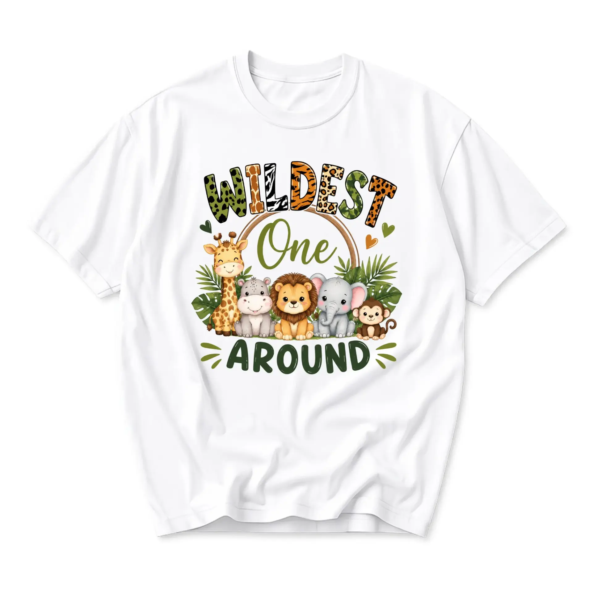 Graphic Tee Wildest One Around Safari Print Shirt Unisex Crew Neck Short Sleeve Casual Cotton Blend Top