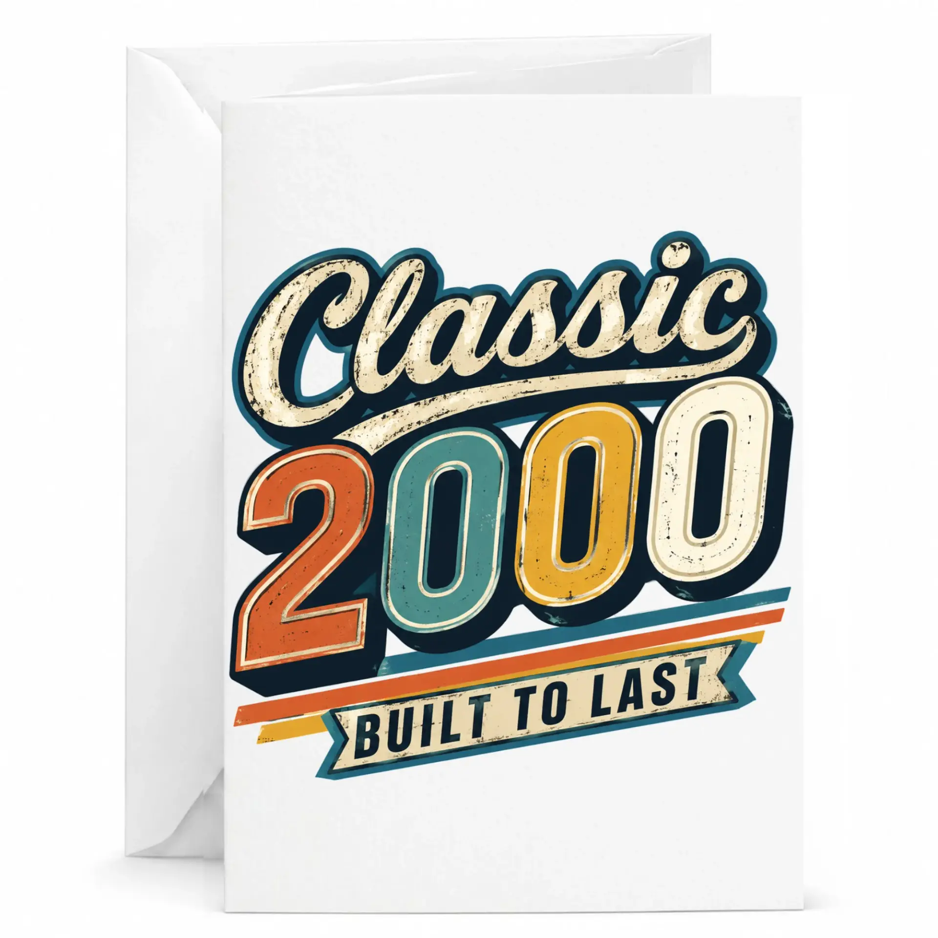 Birthday Card Classic 2000 Built to Last Retro Vintage Style Greeting Card for Milestone Celebration Anniversary