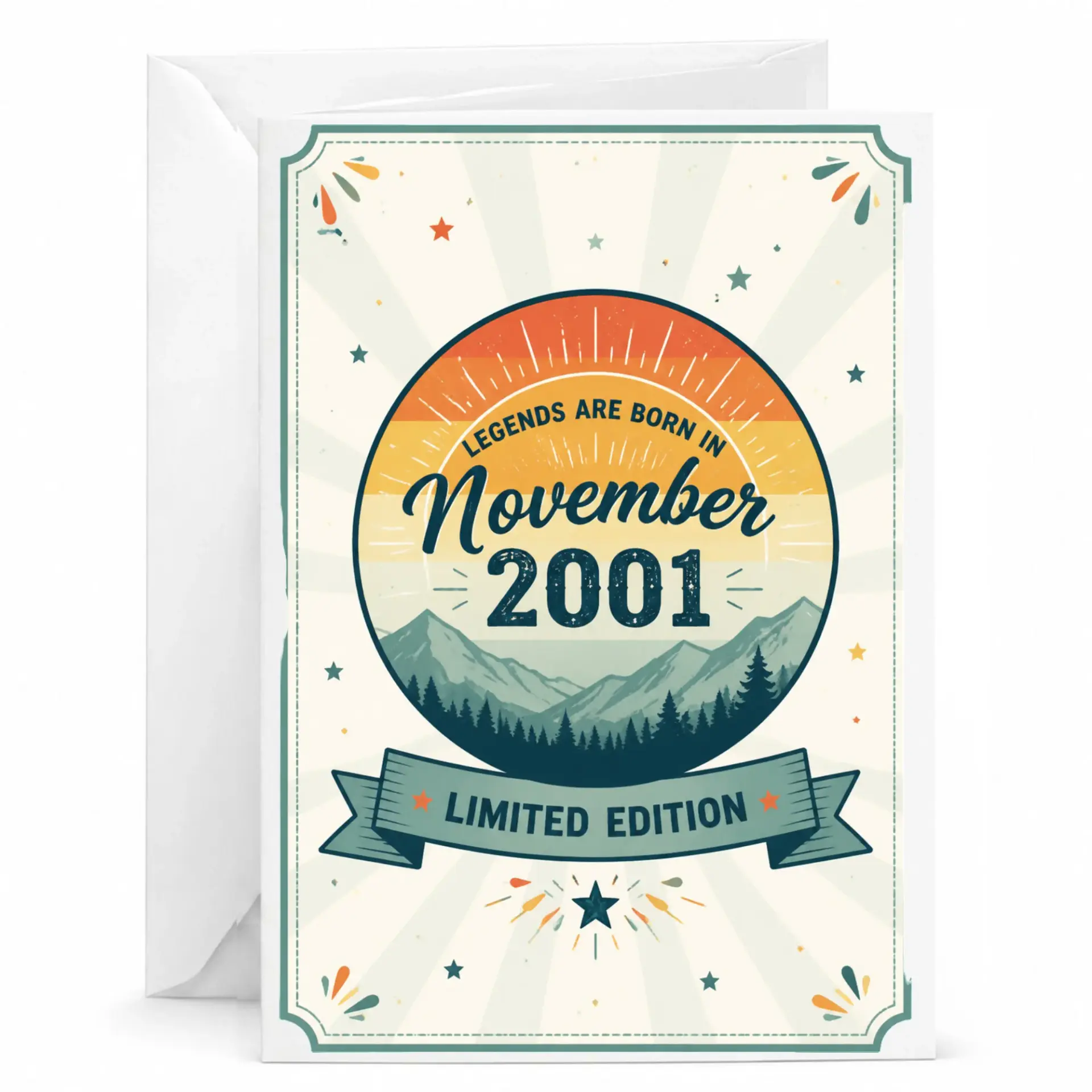 Birthday Card Legends Are Born in November 2001 Vintage Style Greeting Card for Milestone Birthday Celebration
