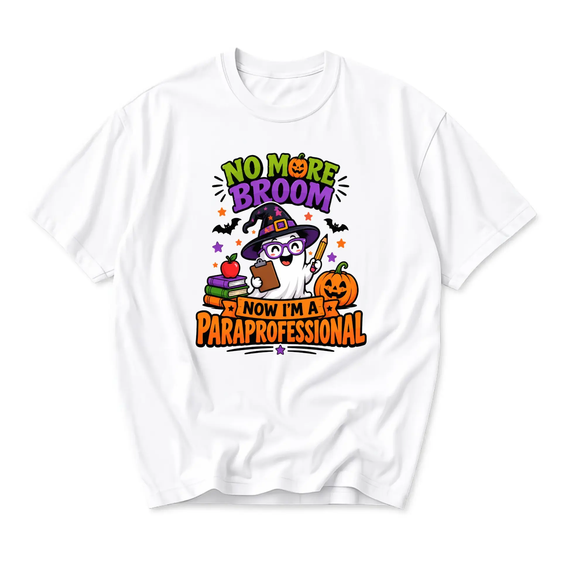 Funny Shirt No More Broom Now I Am a Paraprofessional Graphic Tee Unisex Crew Neck Short Sleeve Cotton Casual Top