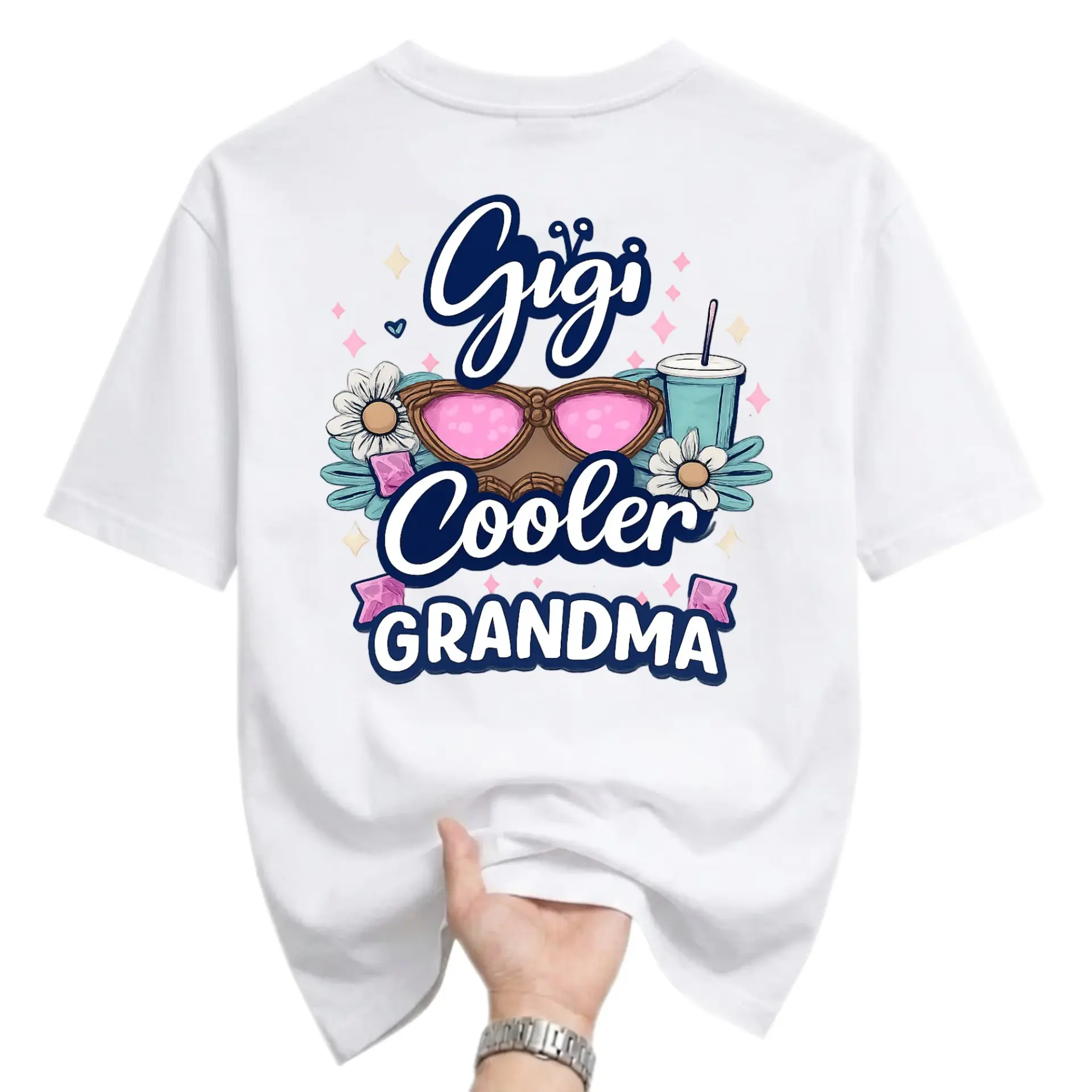 Graphic Tee Gigi Grandma Cute Flower Sunglasses Design Unisex Casual Crew