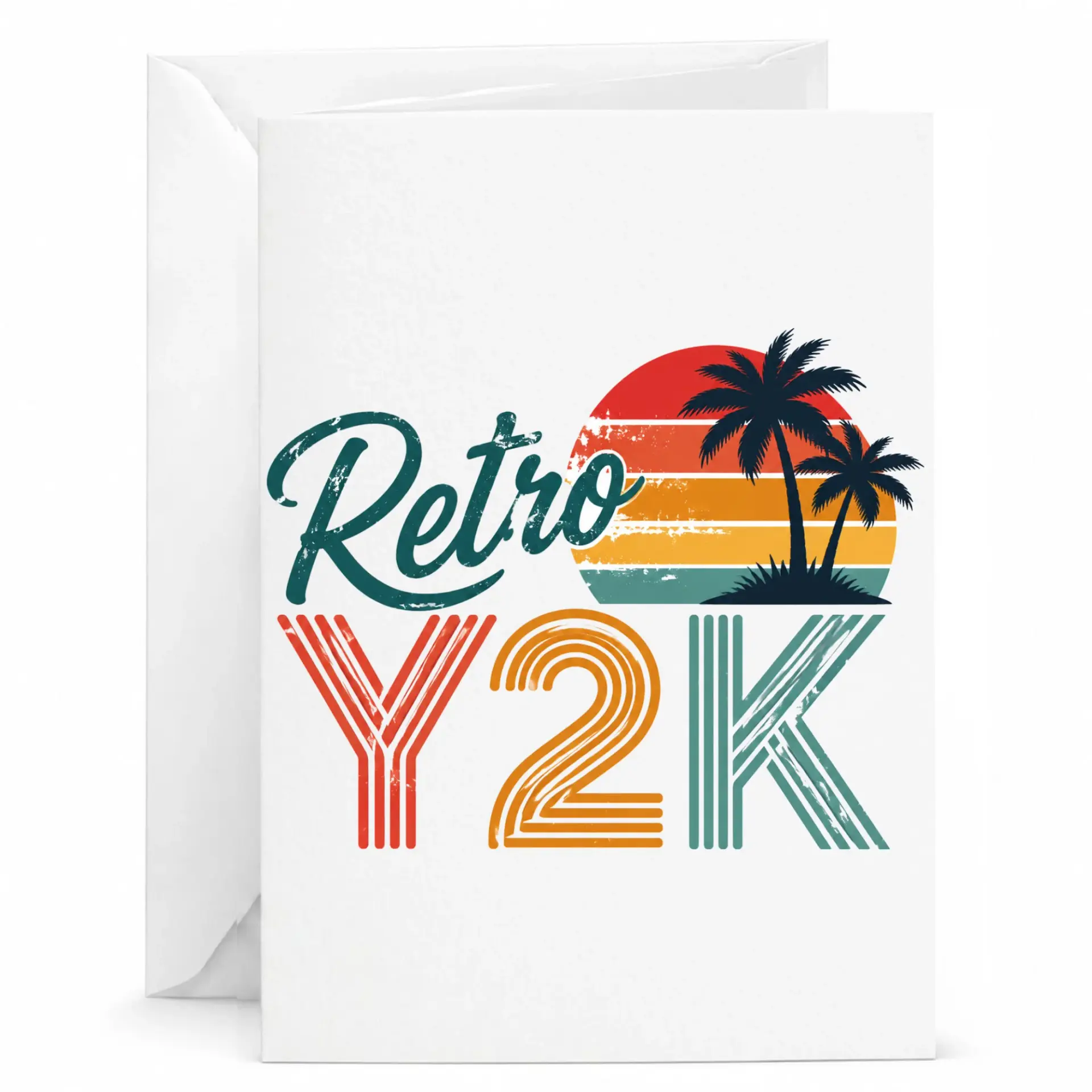 Greeting Card Retro Y2k Design Vintage Sunset Aesthetic Printed Stationary for Friends Family and Special Moments