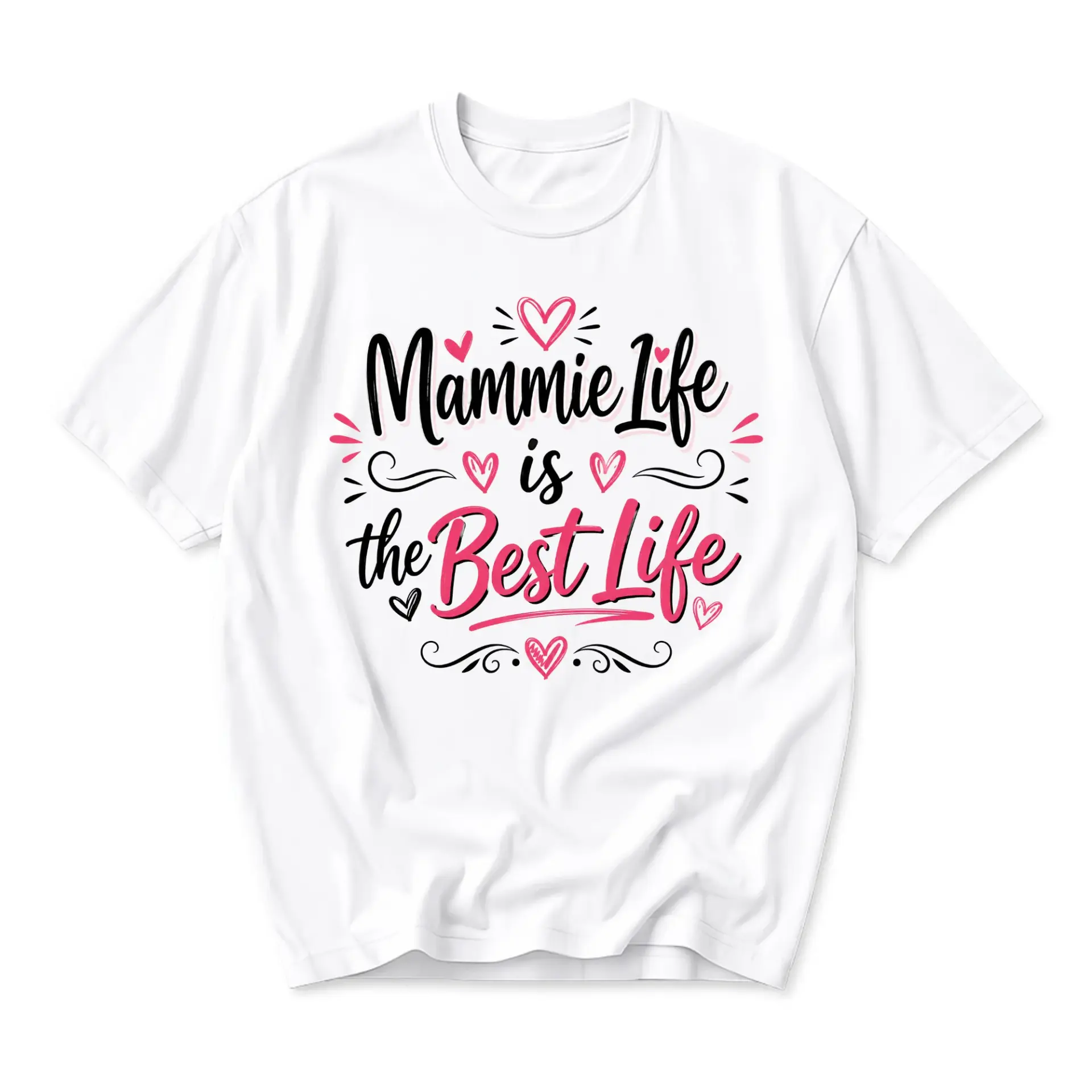 Graphic Tee Mammie Life Is the Best Cute Heart Design Unisex Casual Short